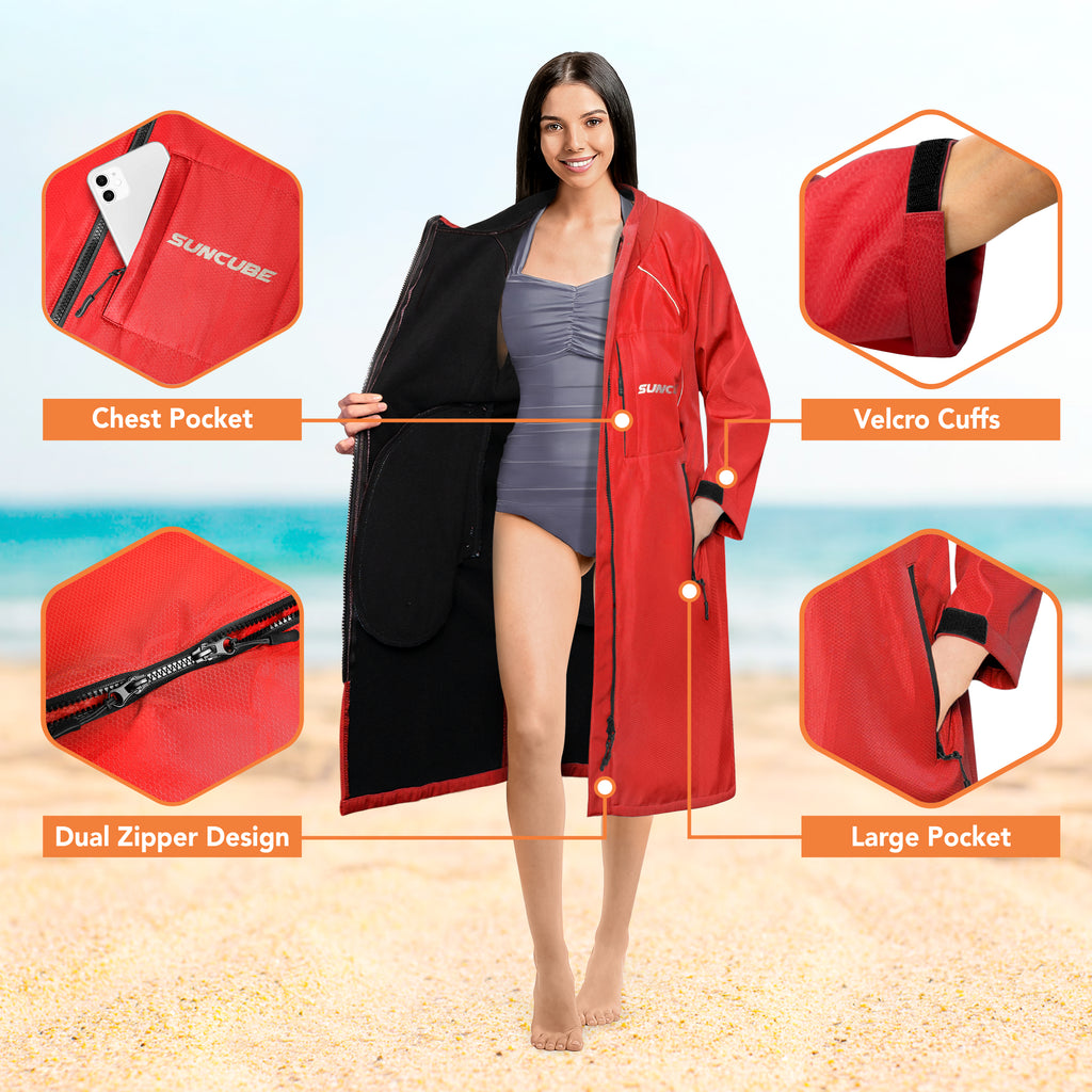 Unisex Hooded Swim Parka - Fleece, Adults