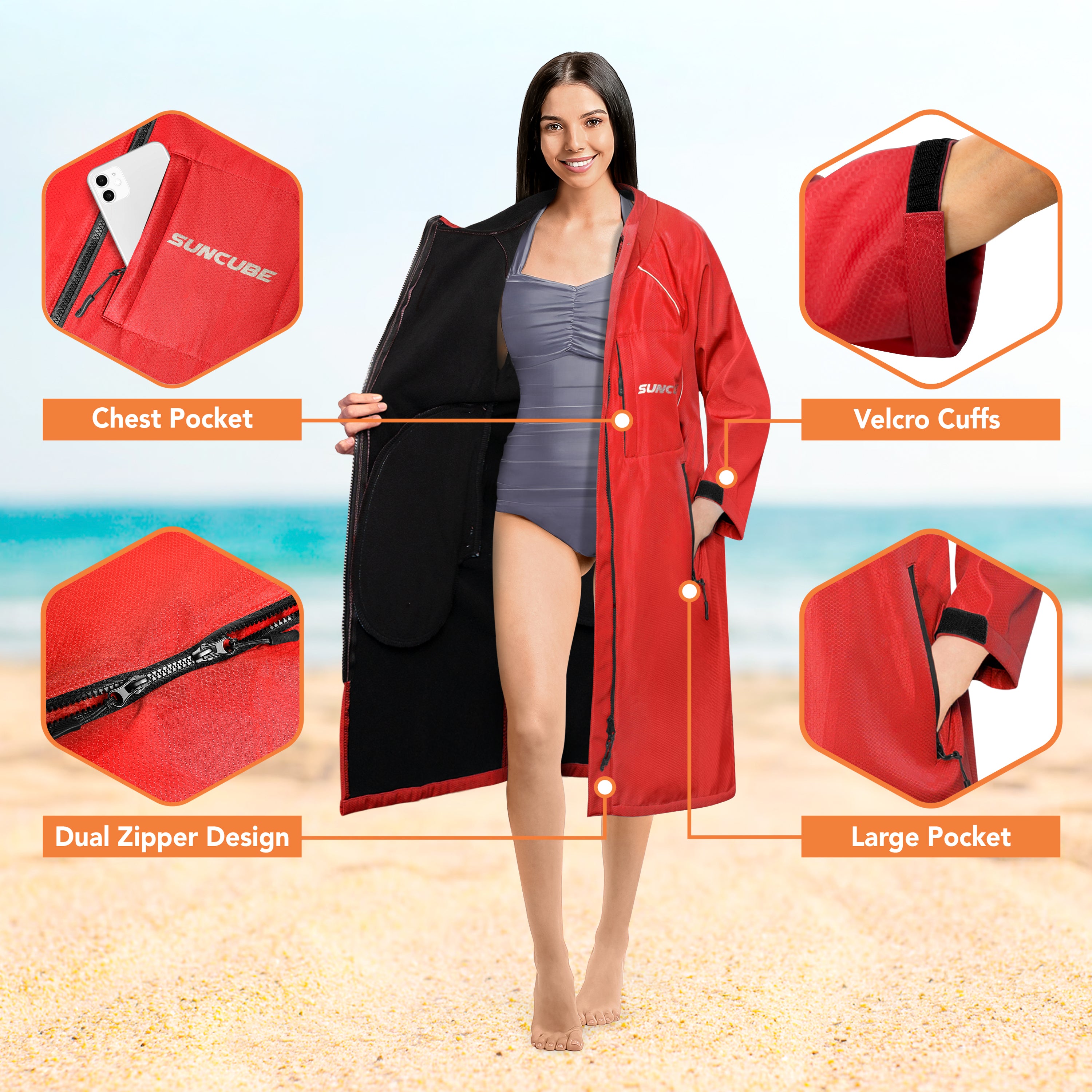 Unisex Hooded Swim Parka - Fleece, Adults