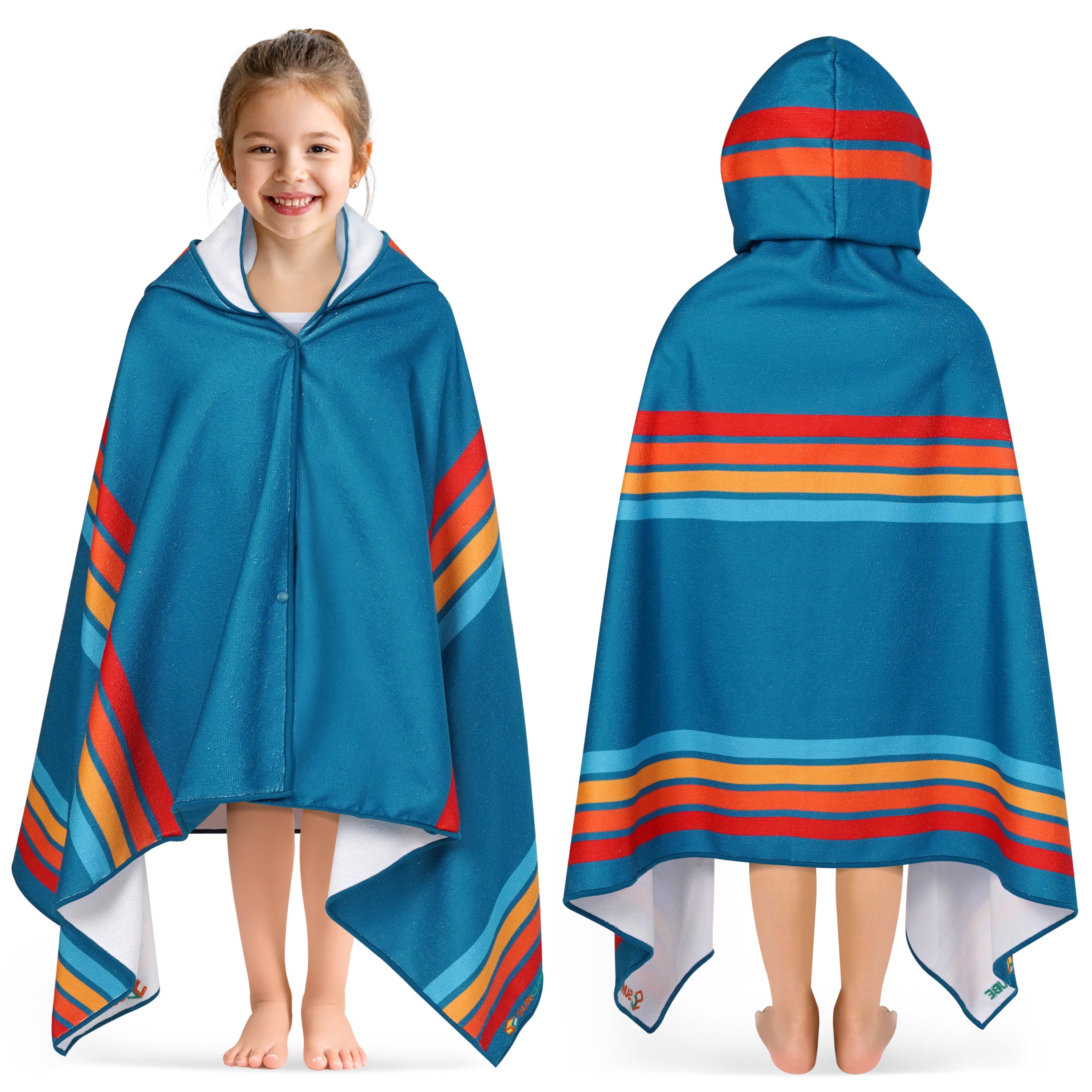 Kids Hooded Poncho Wrap Bath Towel
