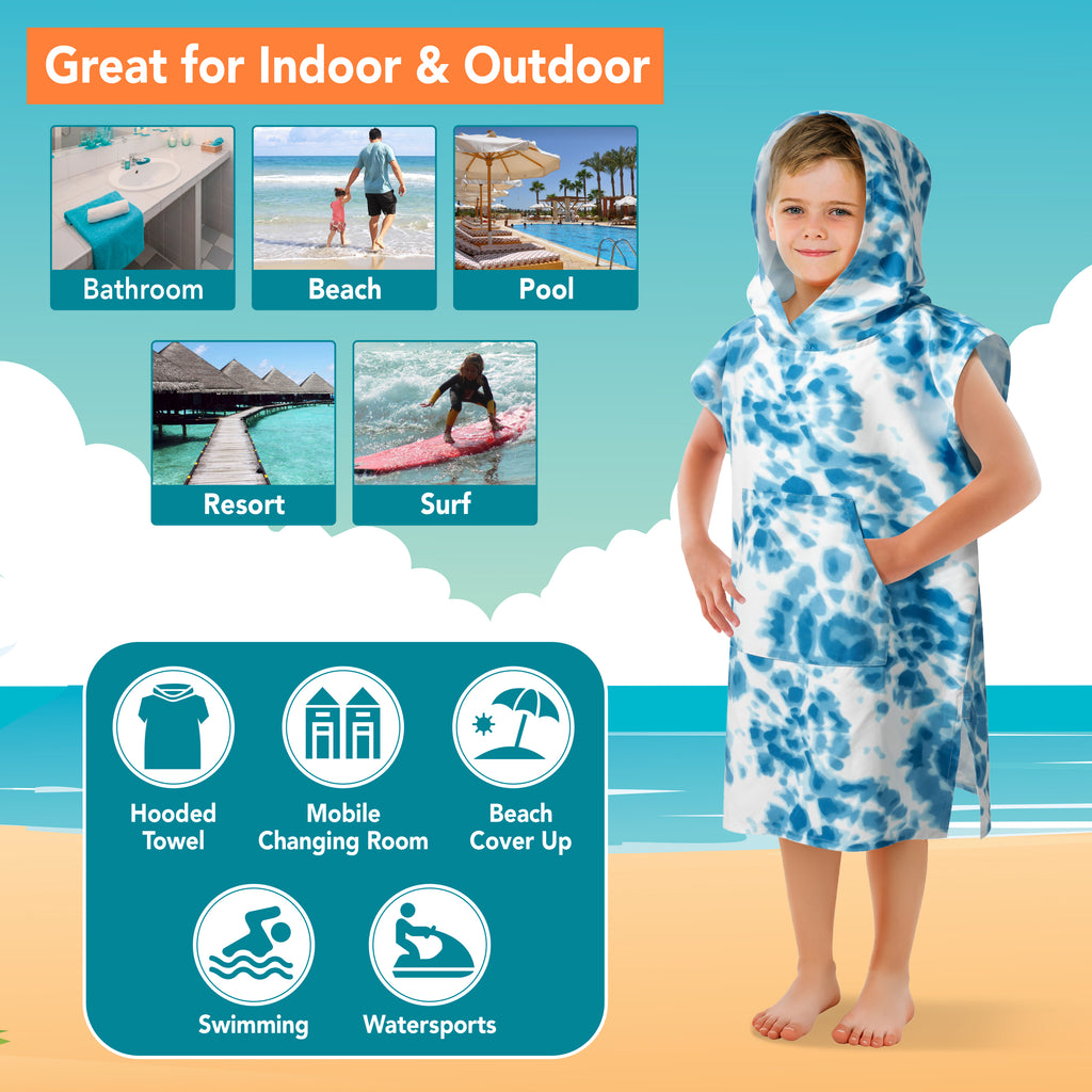 Surf Poncho Changing Robe with Hood, Microfiber - Kids / Teen