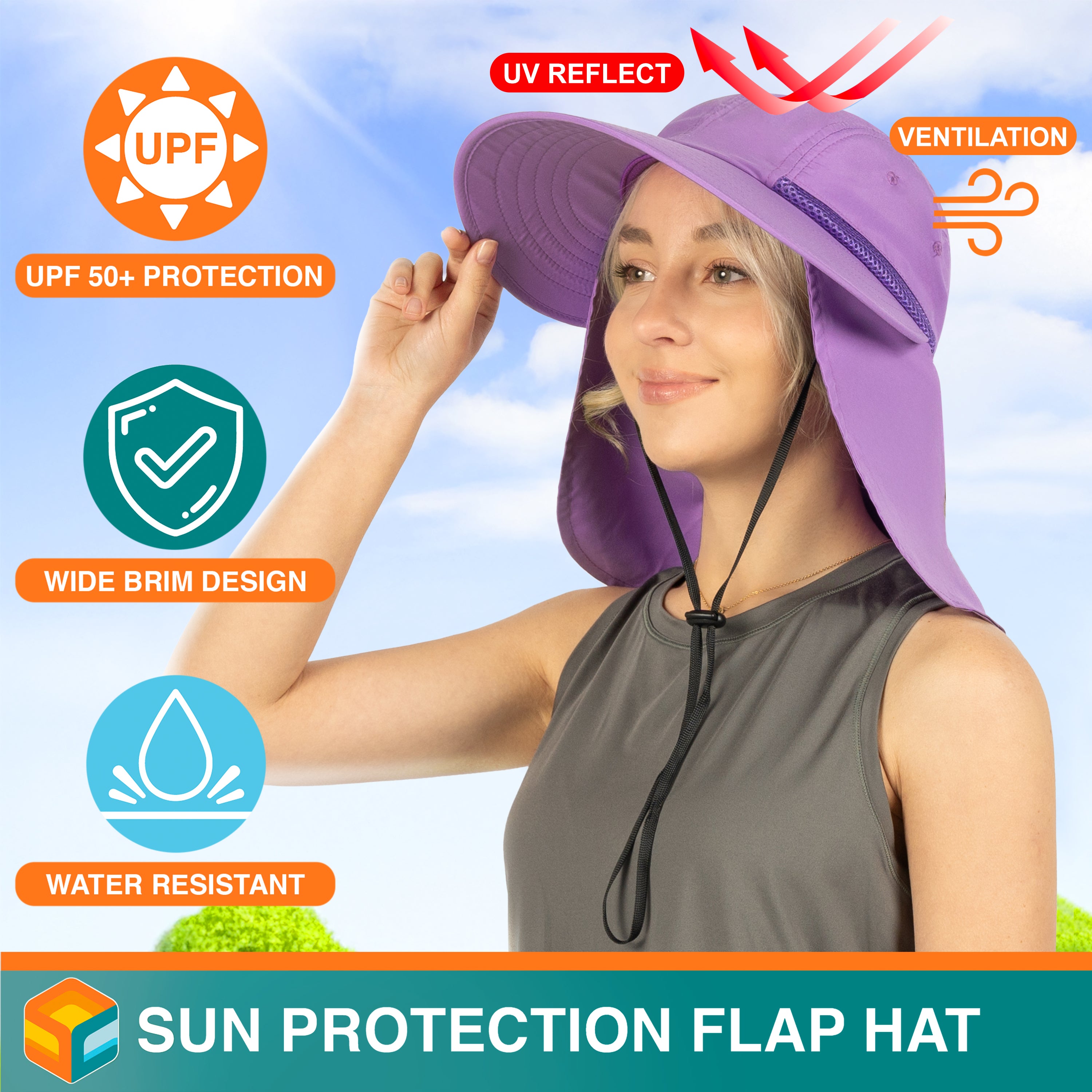 Womens Sun Hat with Neck Flap