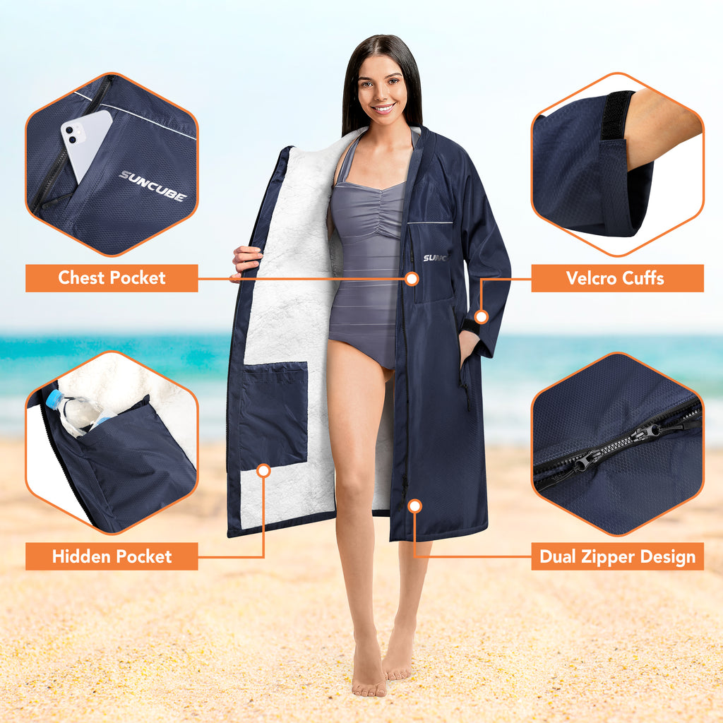Unisex Hooded Swim Parka - Sherpa, Adults