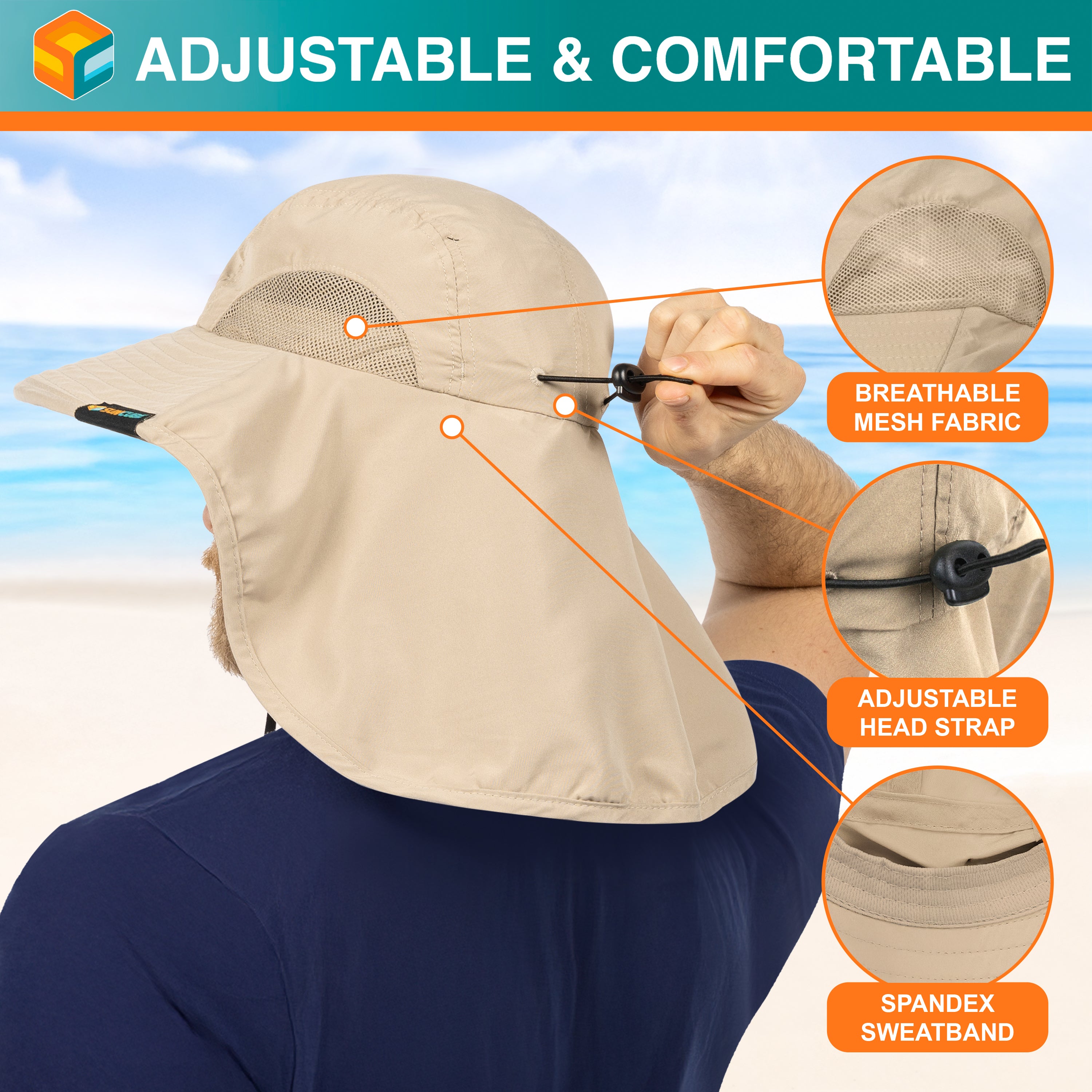 Unisex Wide Brim Sun Hat with Neck Cover