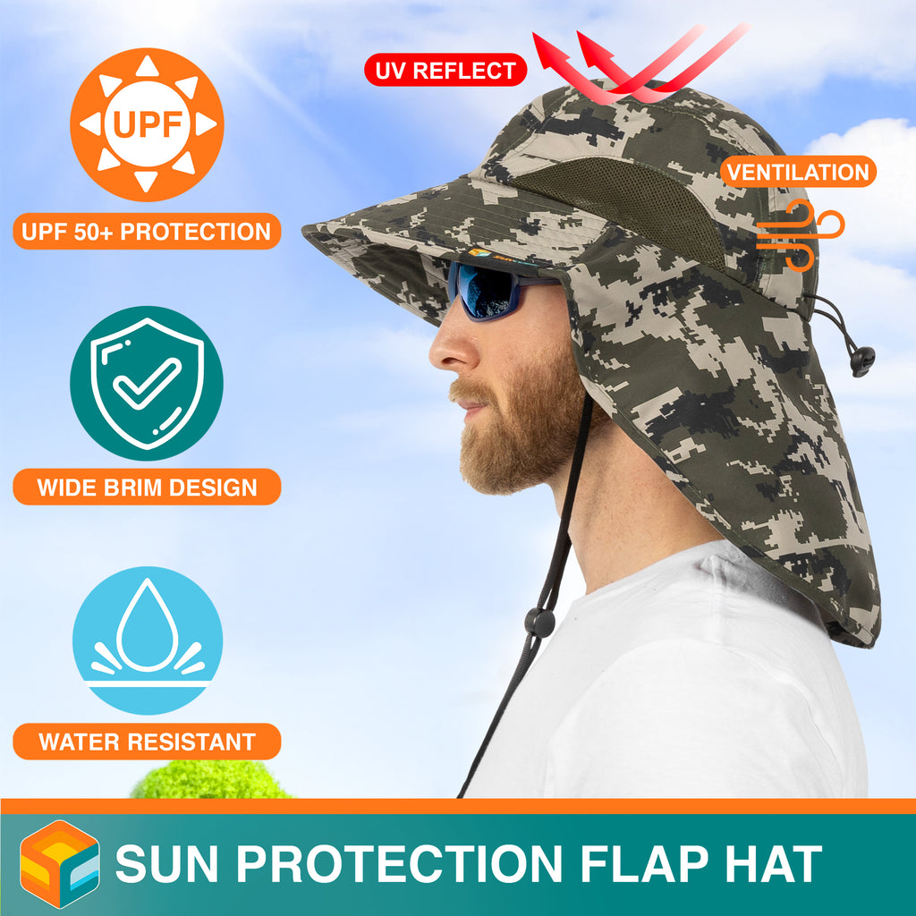Unisex Wide Brim Sun Hat with Neck Cover