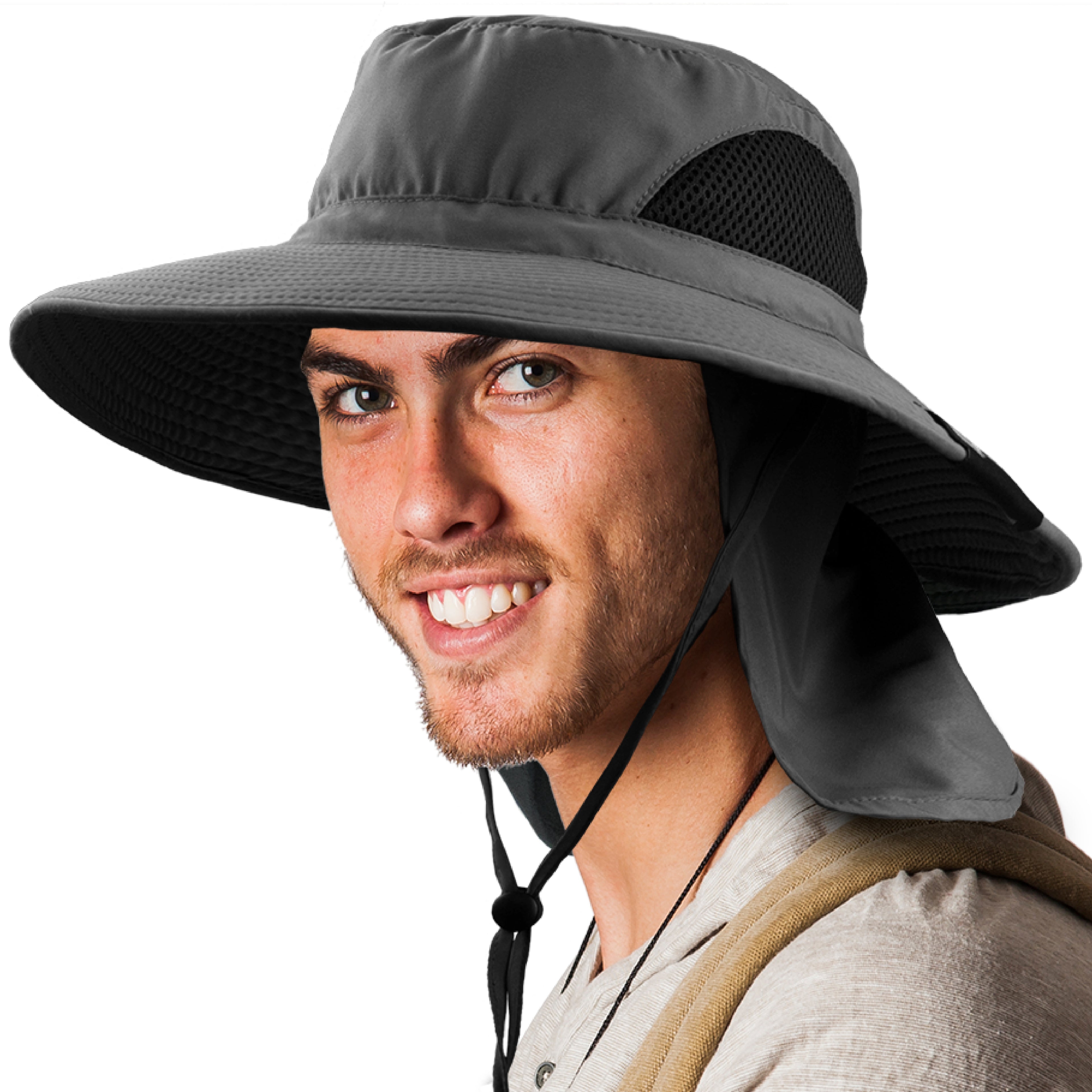 Unisex Wide Brim Sun Hat with Side Vent and Neck Flap Cover