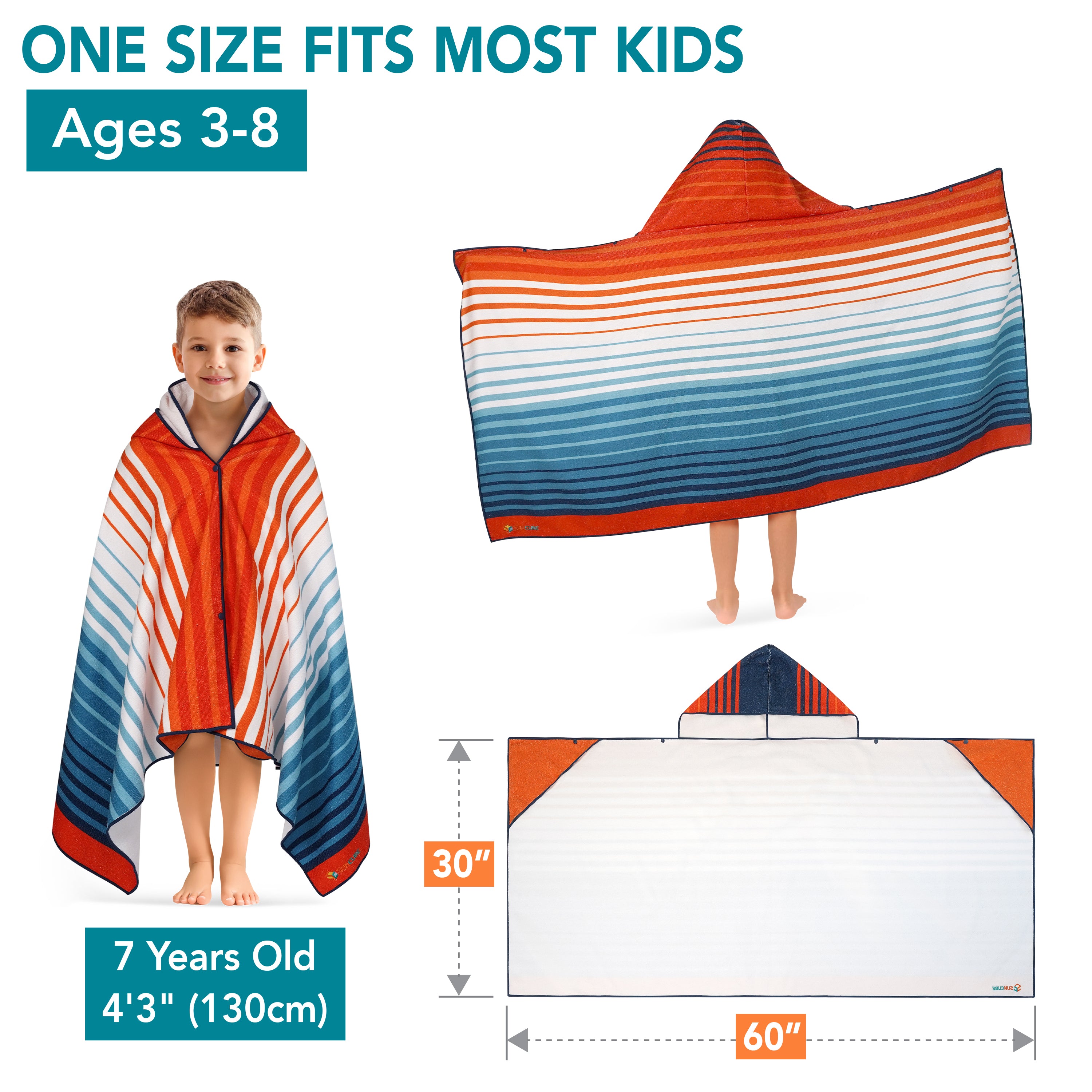Kids Hooded Poncho Wrap Bath Towel