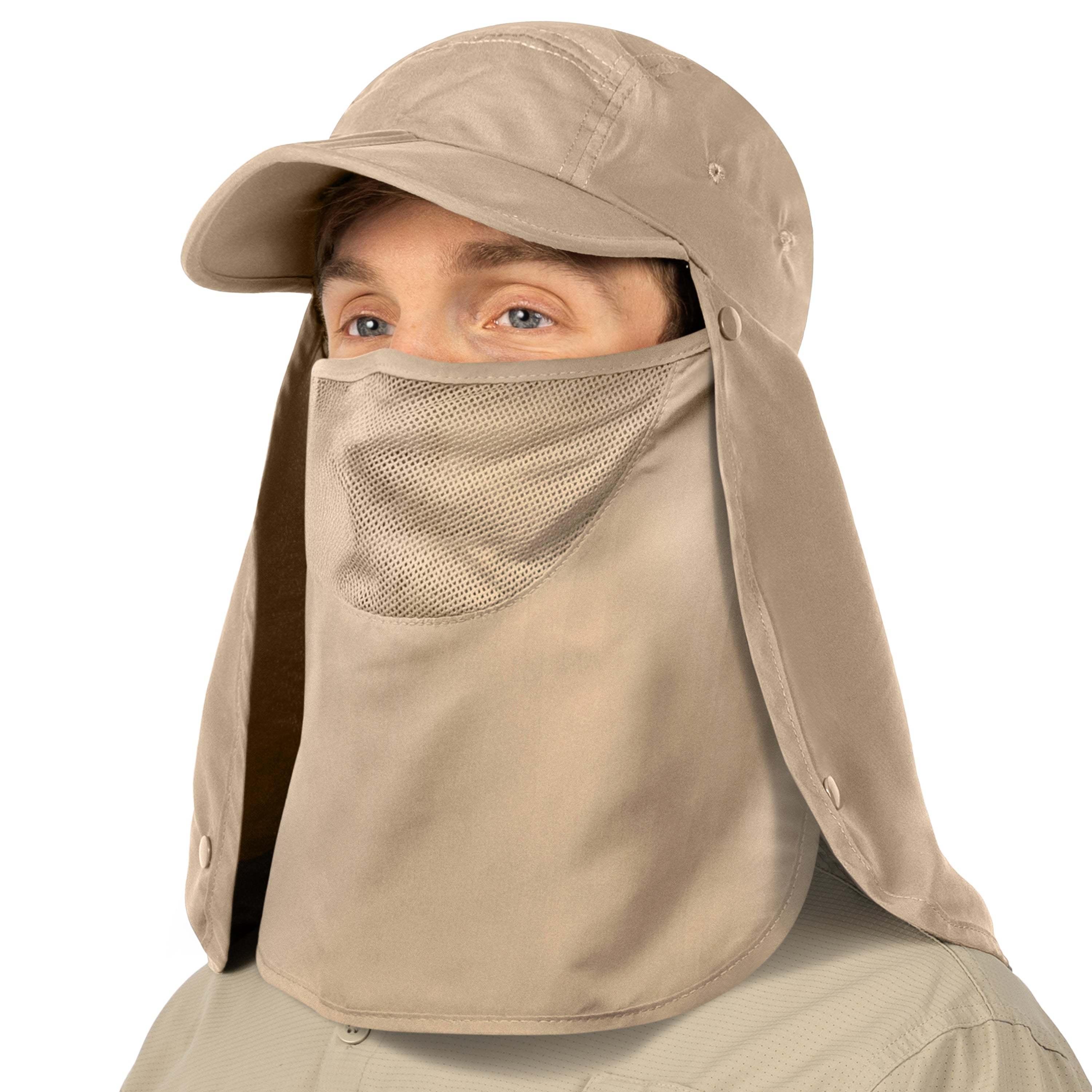 Unisex Sun Cap with Neck Flap and Face Cover