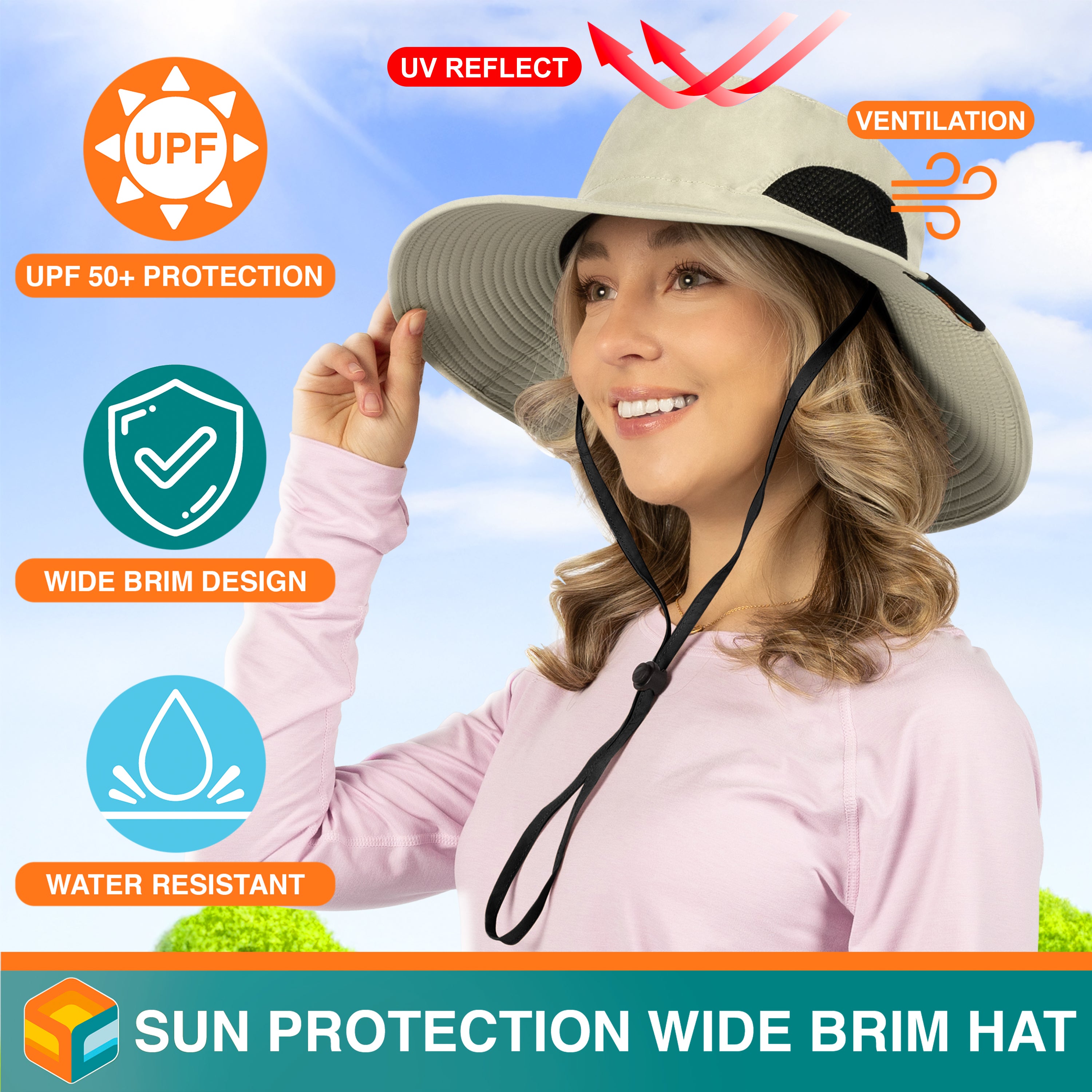 Unisex Wide Brim Sun Hat with Side Vent