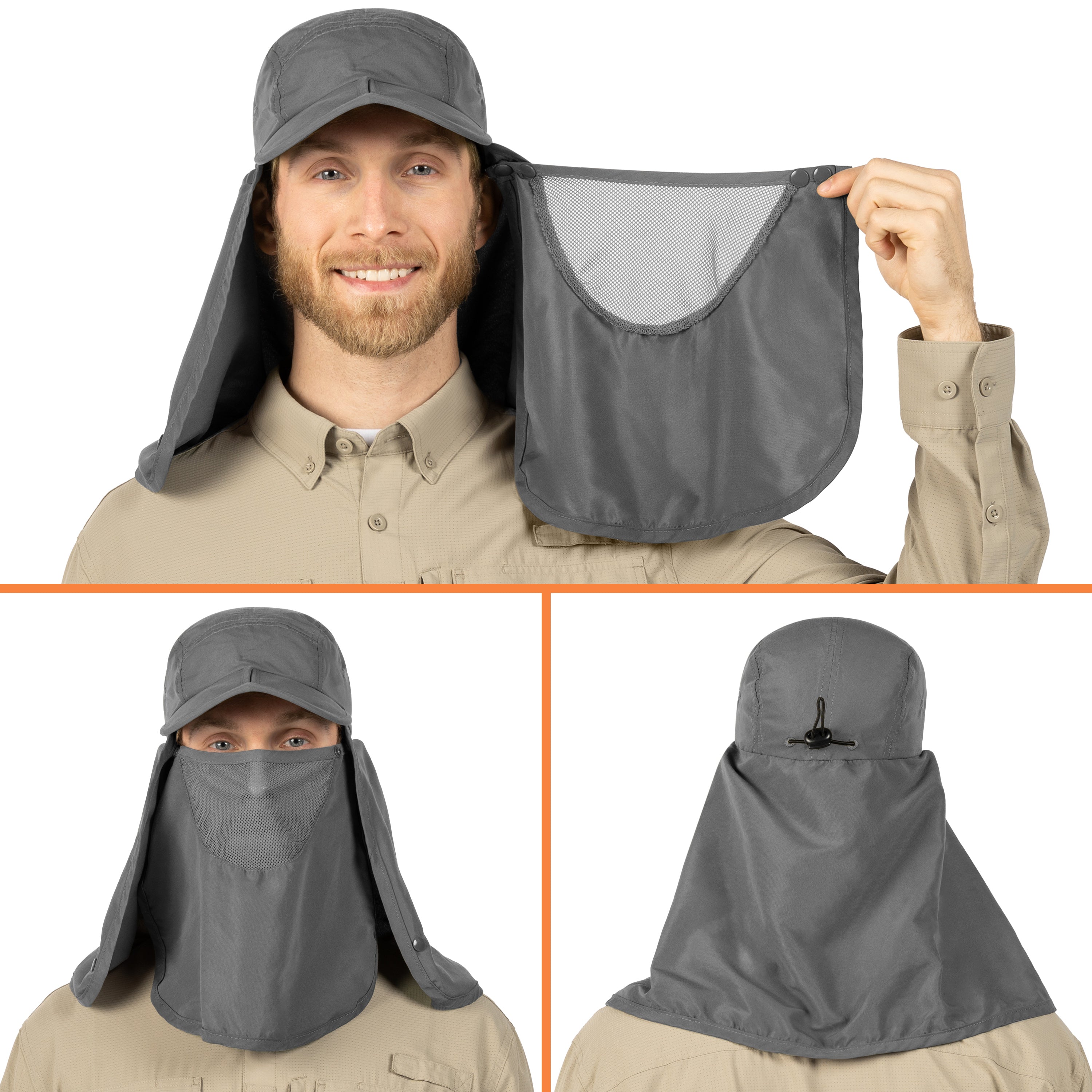 Unisex Sun Cap with Neck Flap and Face Cover