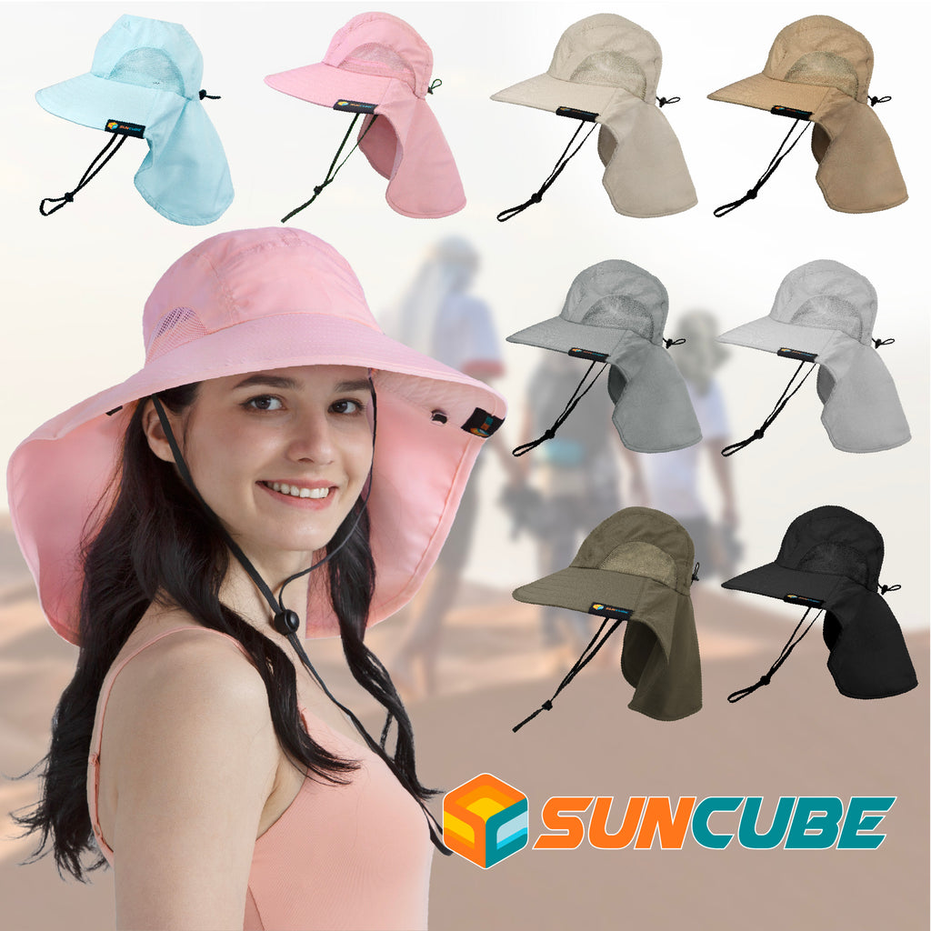 Unisex Wide Brim Sun Hat with Neck Cover
