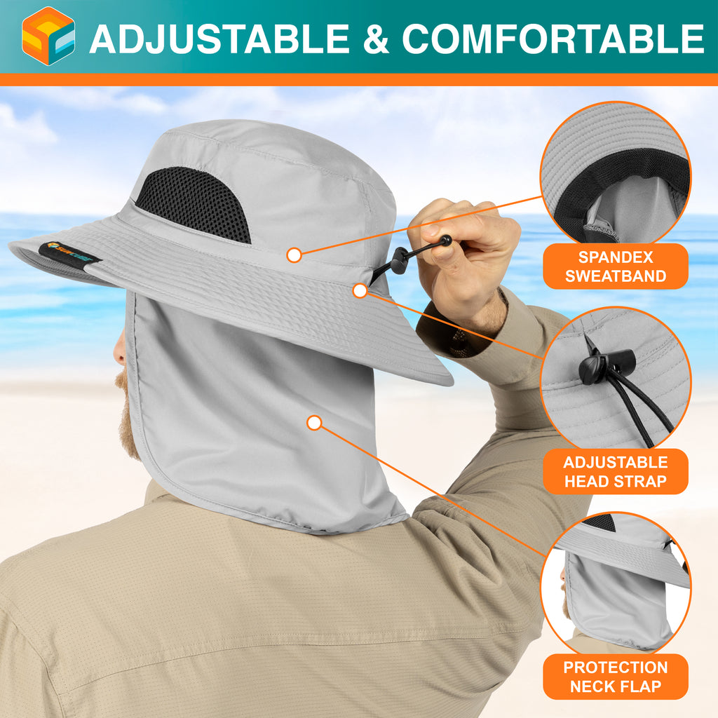 Unisex Wide Brim Hat with Neck Flap and Face Cover