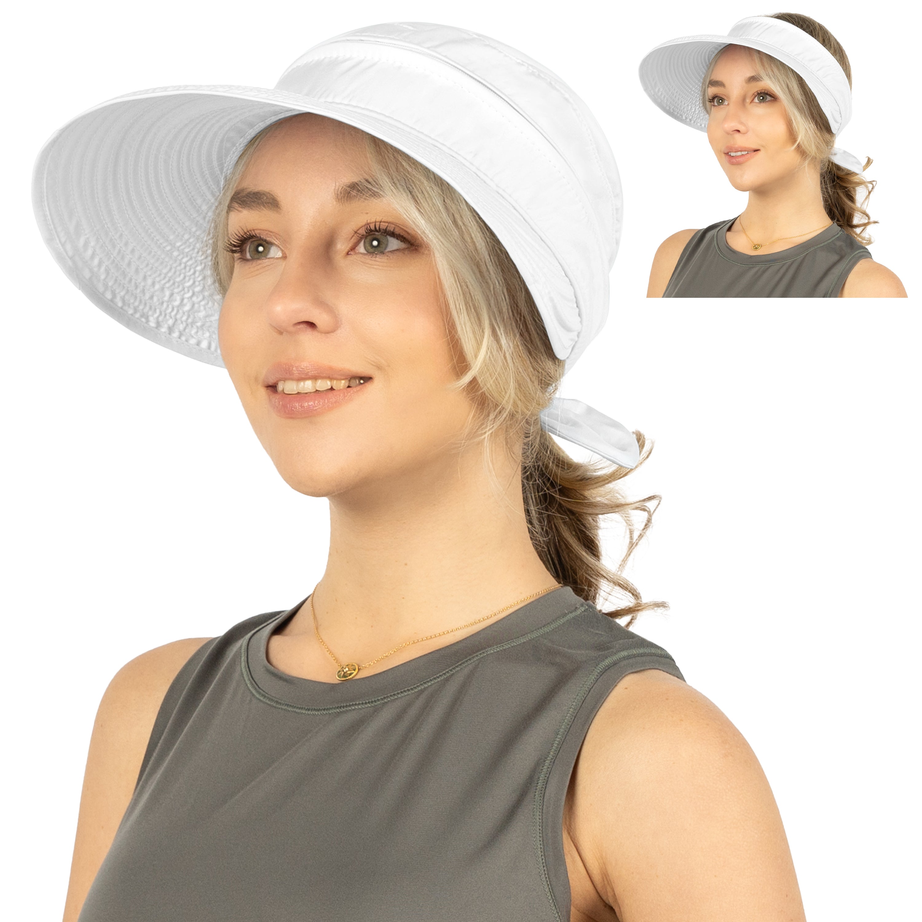 Womens Convertible Zip Off Sun Visor Hat
