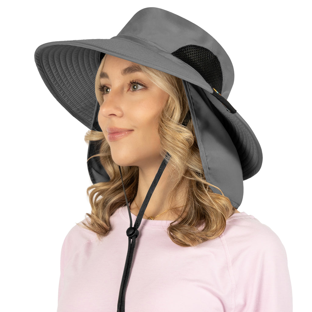 Unisex Wide Brim Sun Hat with Side Vent and Neck Flap Cover