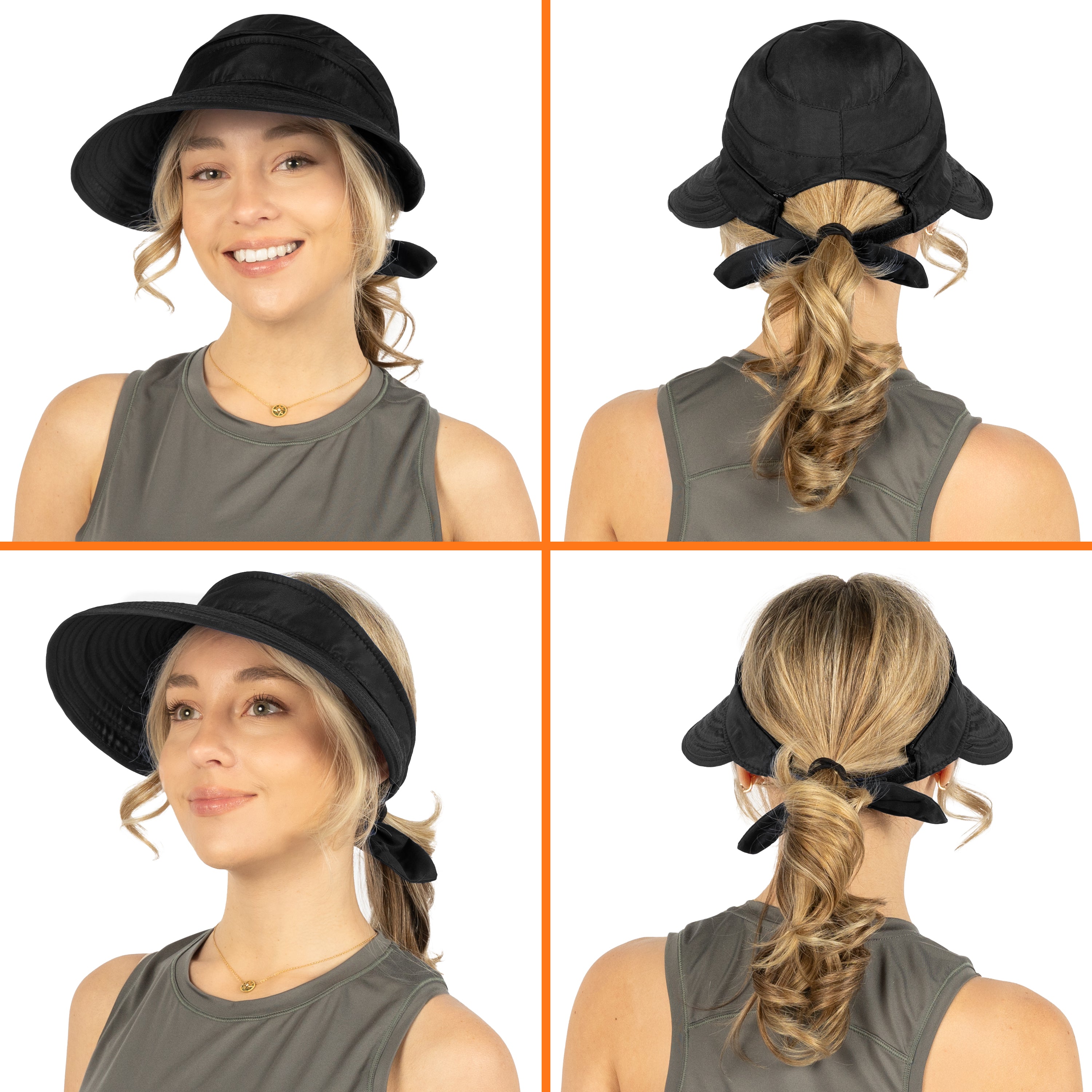 Womens Convertible Zip Off Sun Visor Hat