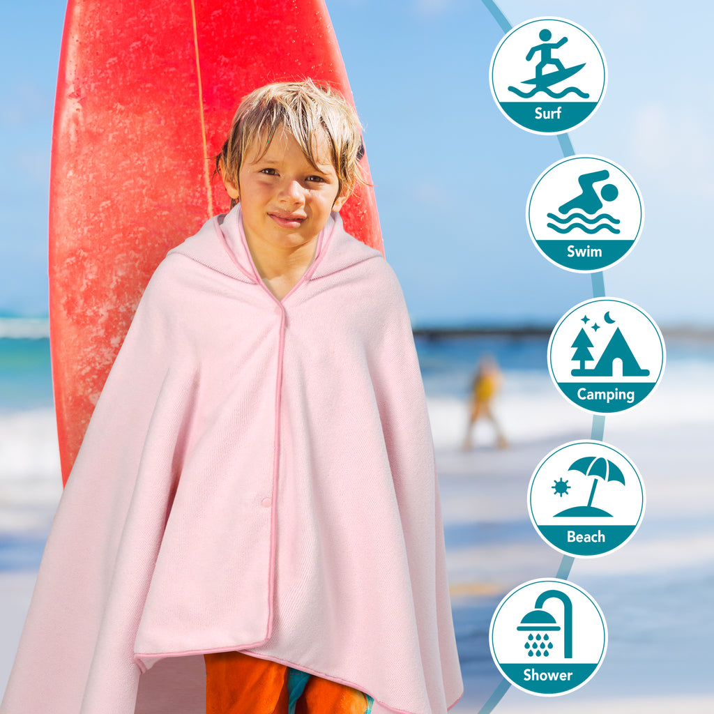 Kids Hooded Poncho Wrap Bath Towel