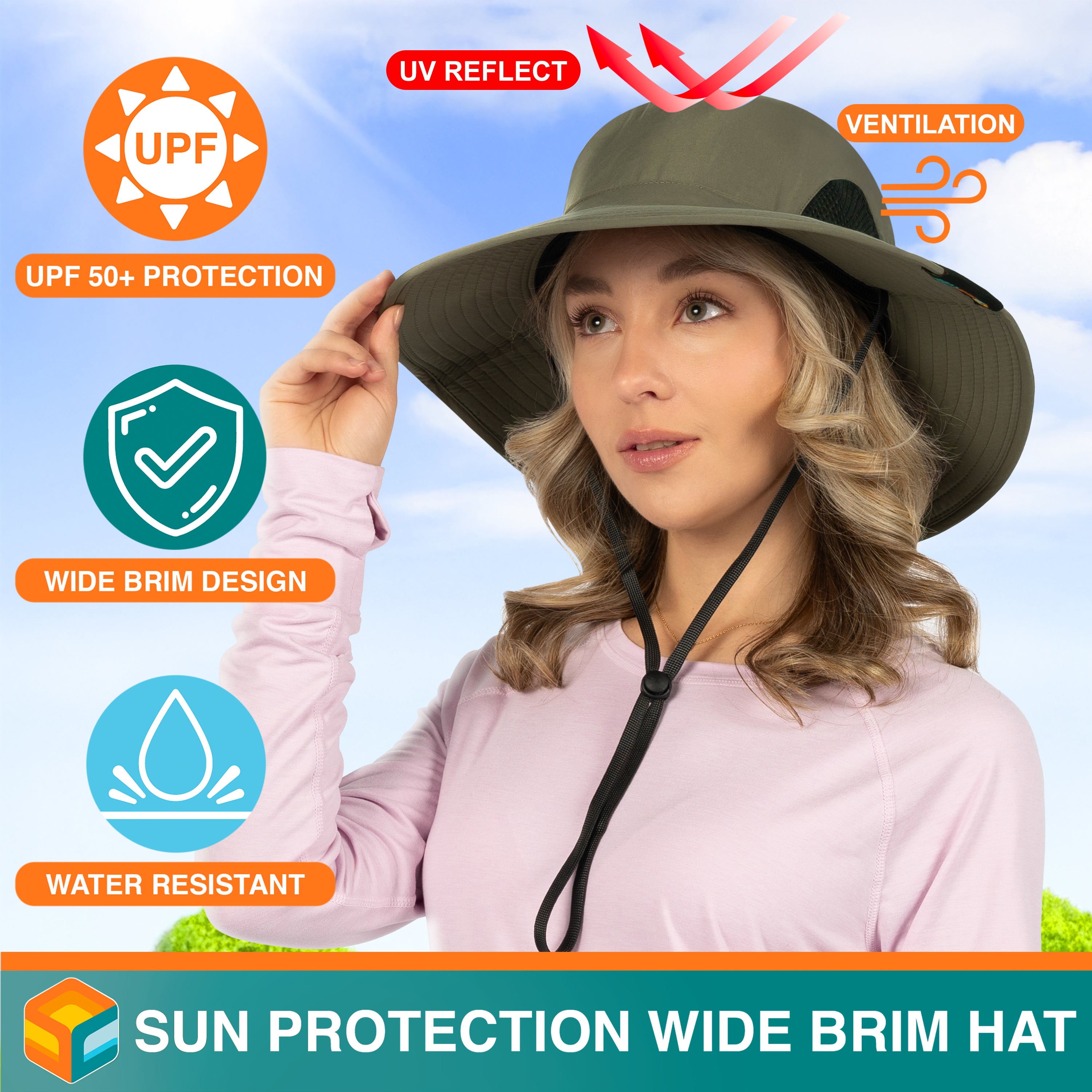Unisex Wide Brim Sun Hat with Side Vent