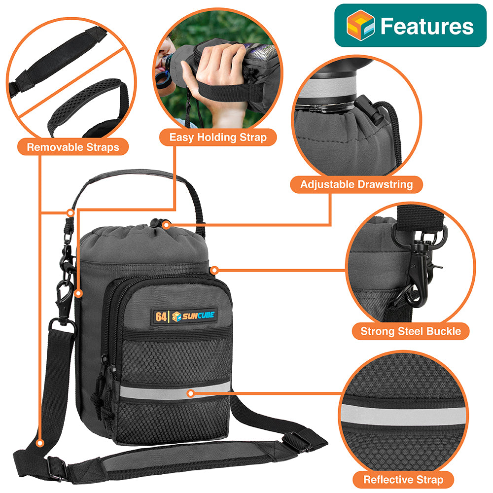Insulated Water Bottle Carrier with Strap