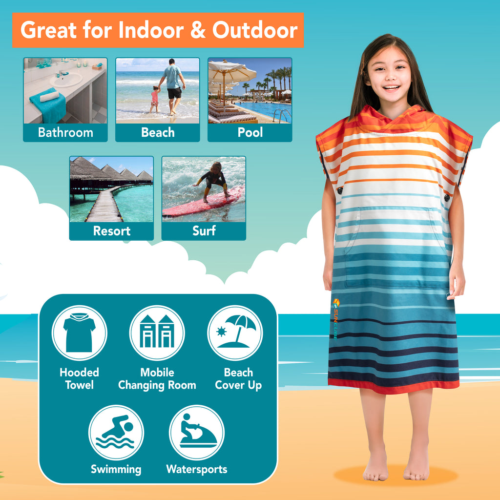 Surf Poncho Changing Robe with Hood, Microfiber - Kids / Teen