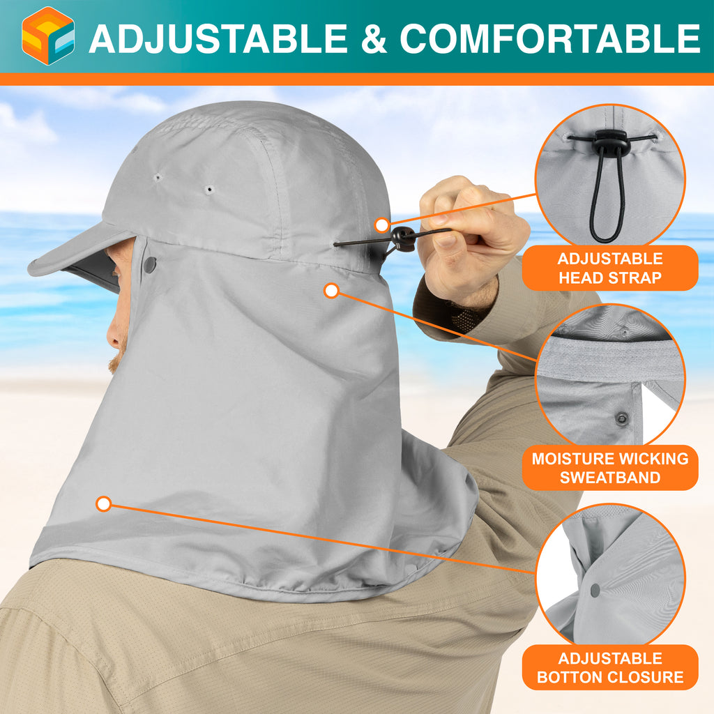 Unisex Sun Cap with Neck Flap and Face Cover