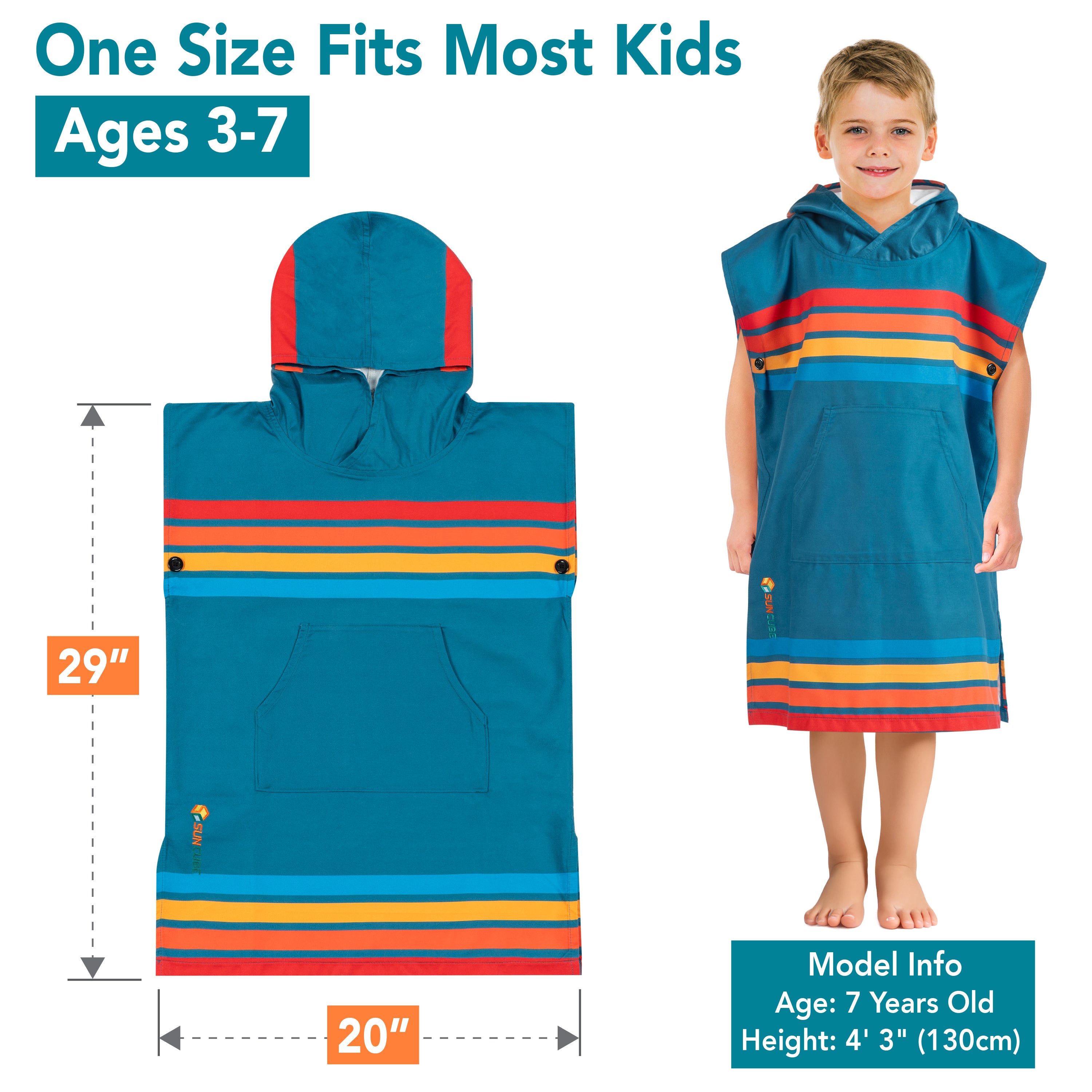 Surf Poncho Changing Robe with Hood, Microfiber - Kids / Teen