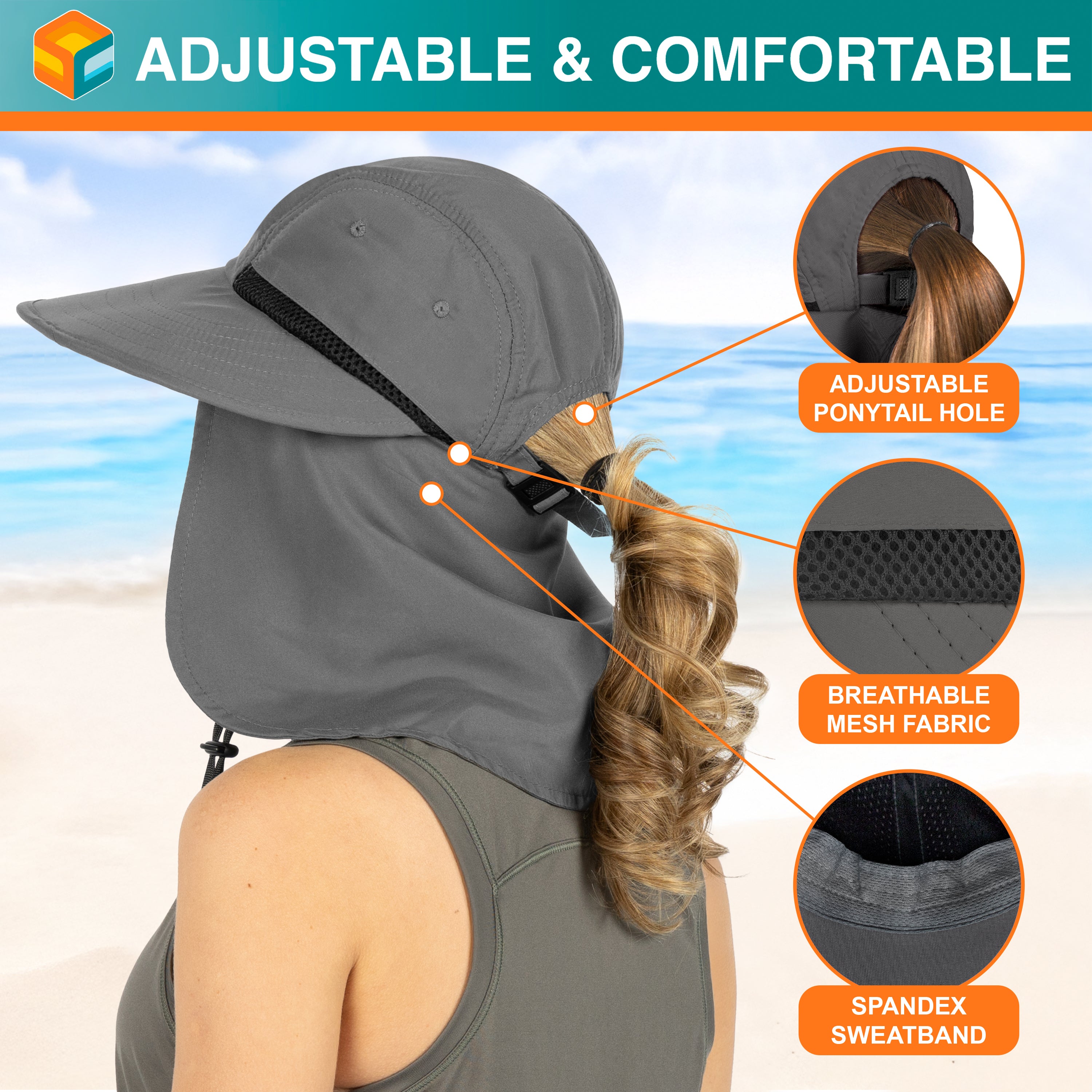 Womens Sun Hat with Neck Flap