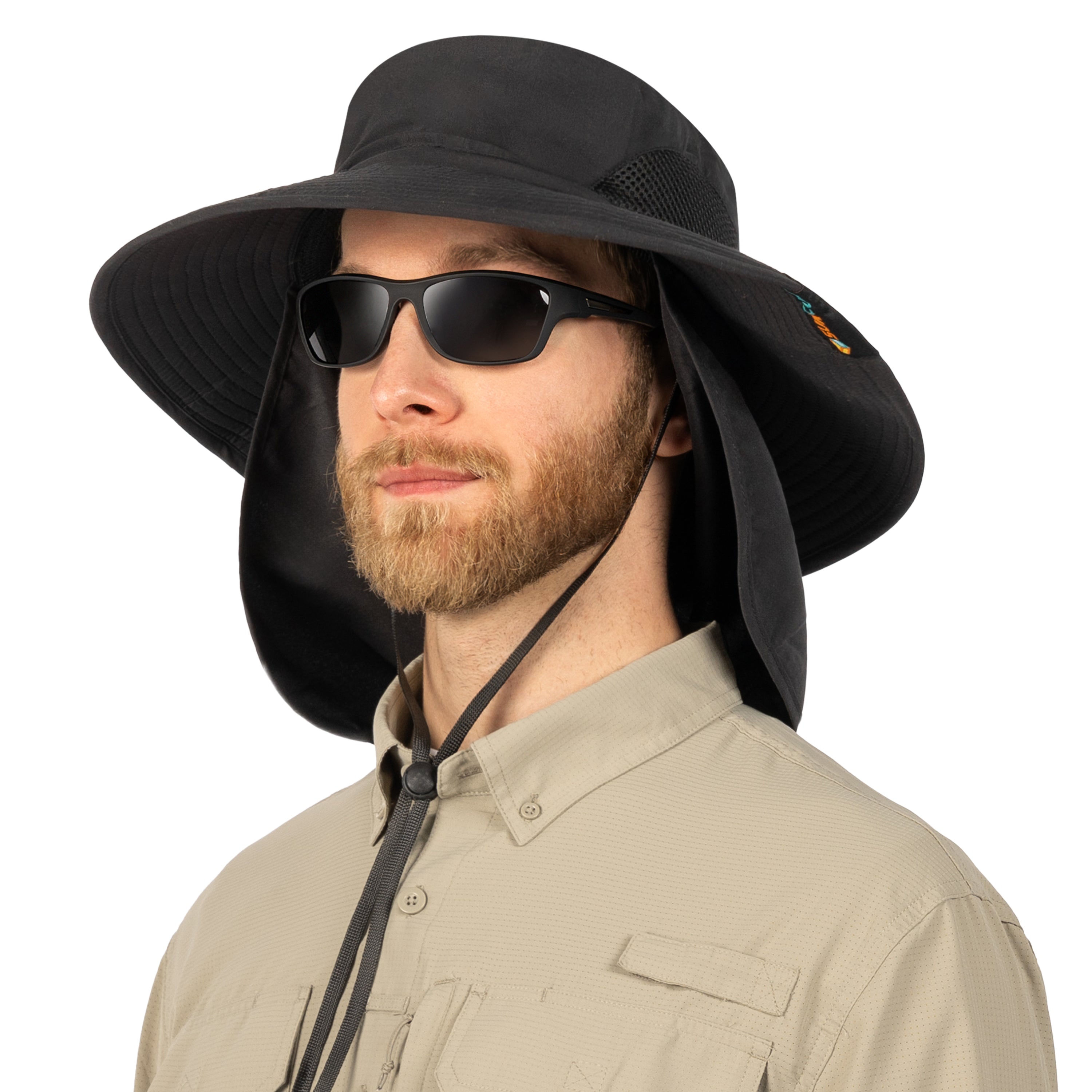 Unisex Wide Brim Sun Hat with Side Vent and Neck Flap Cover