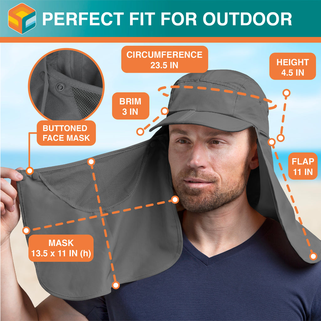 Unisex Sun Cap with Neck Flap and Face Cover