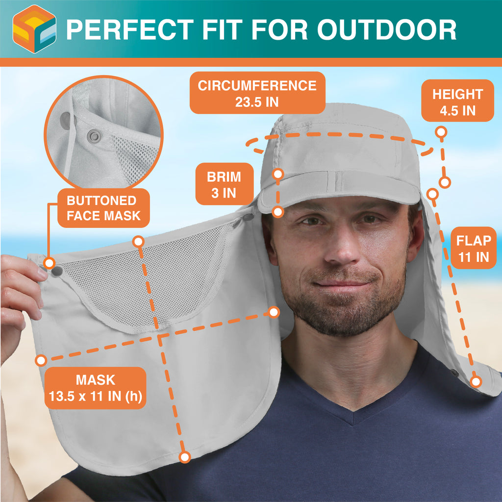 Unisex Sun Cap with Neck Flap and Face Cover