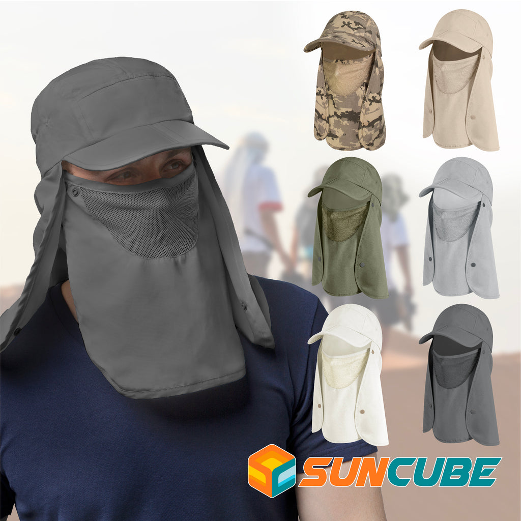 Unisex Sun Cap with Neck Flap and Face Cover