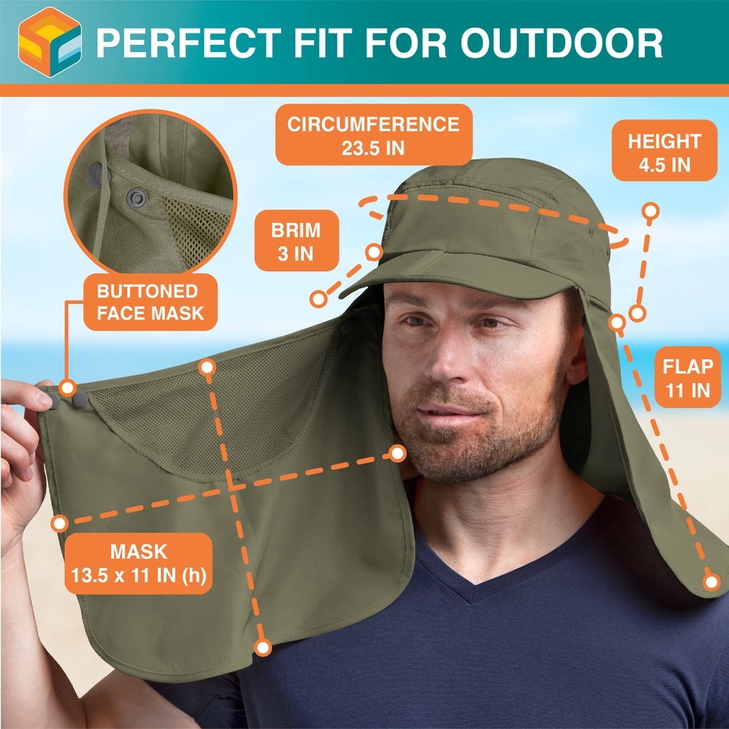 Unisex Sun Cap with Neck Flap and Face Cover
