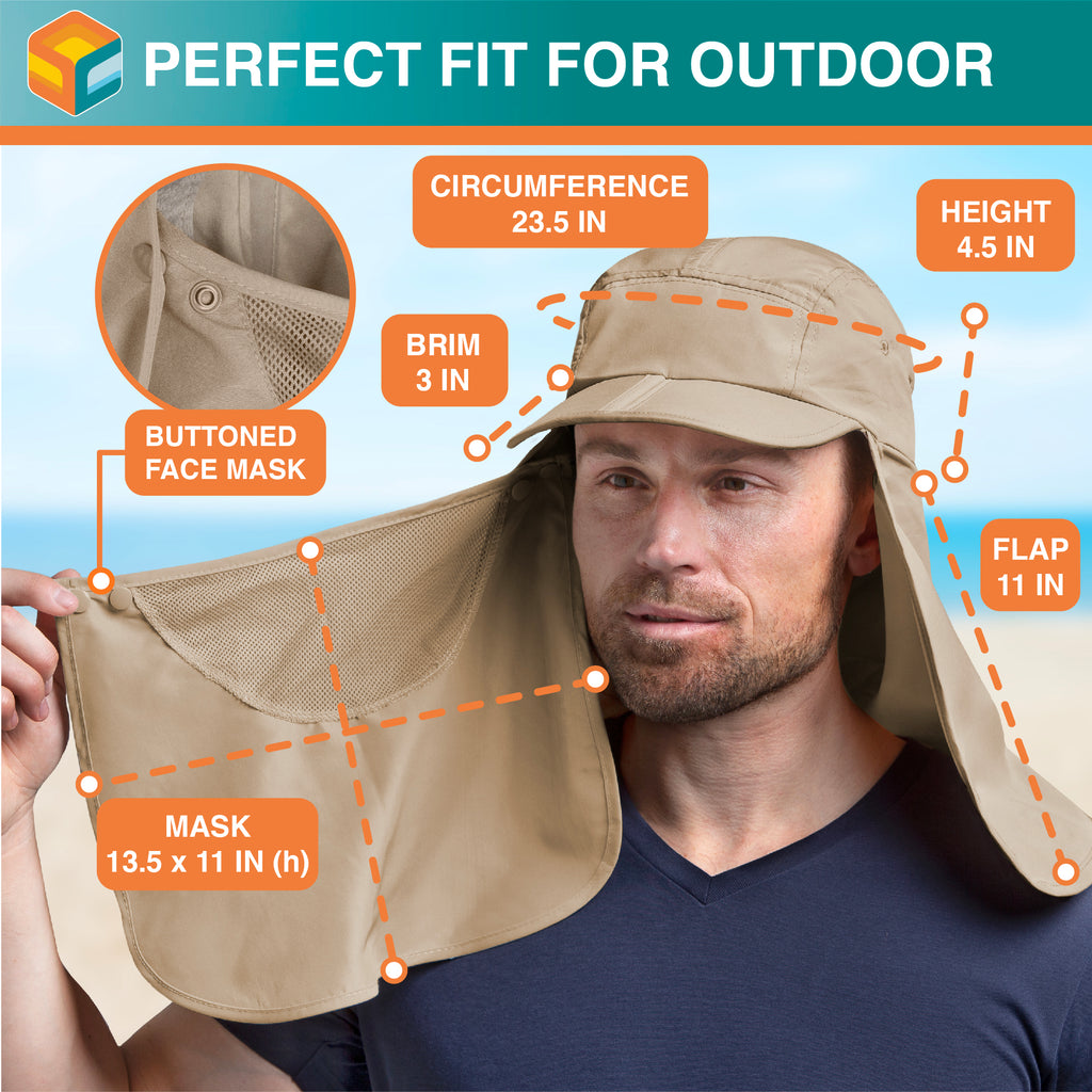 Unisex Sun Cap with Neck Flap and Face Cover