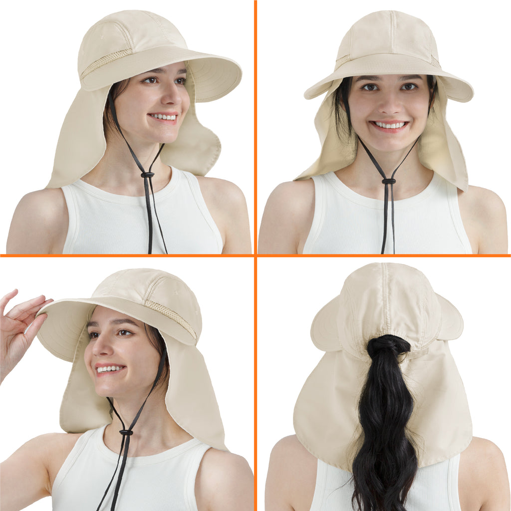Womens Sun Hat with Neck Flap