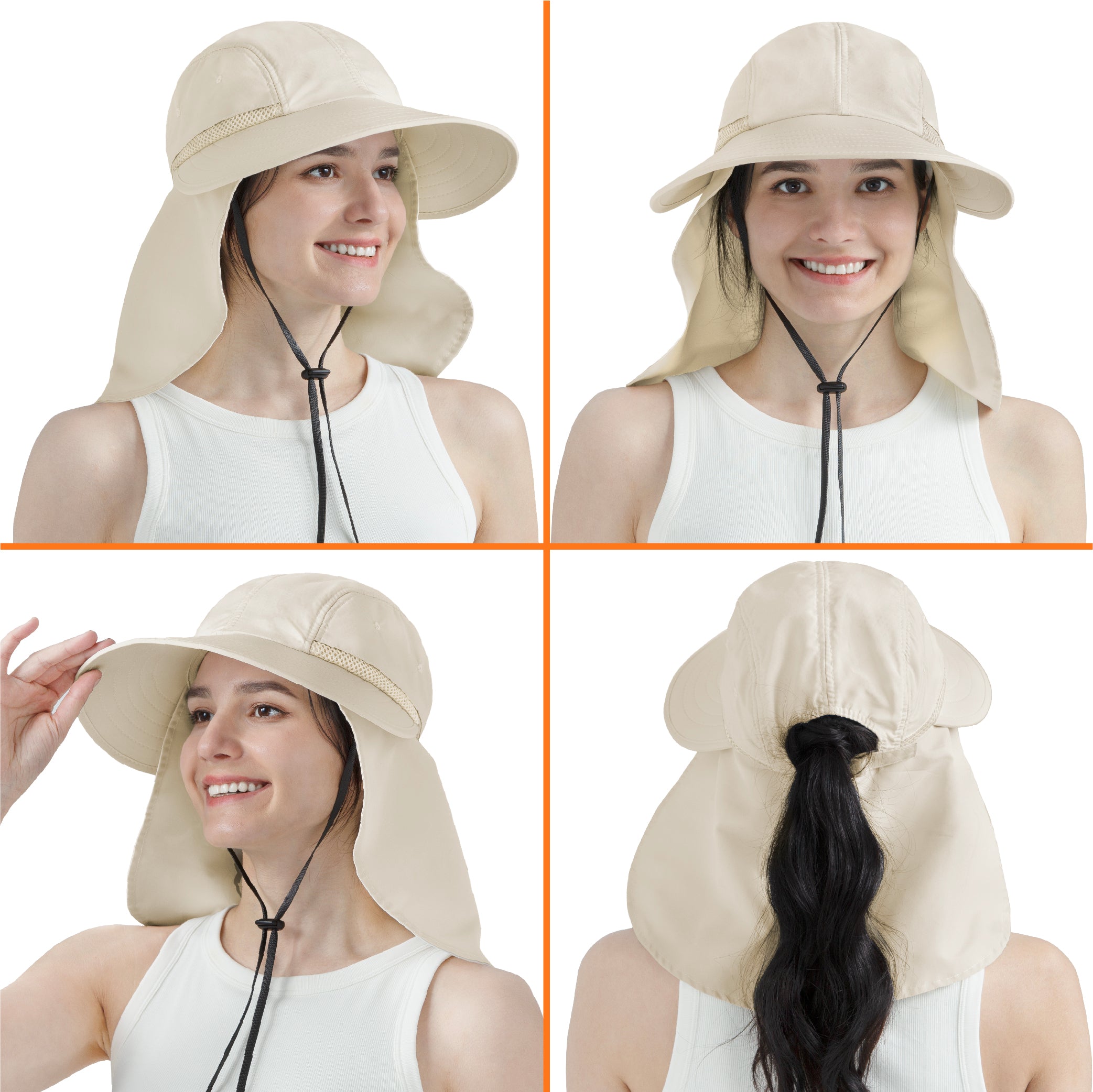 Womens Sun Hat with Neck Flap