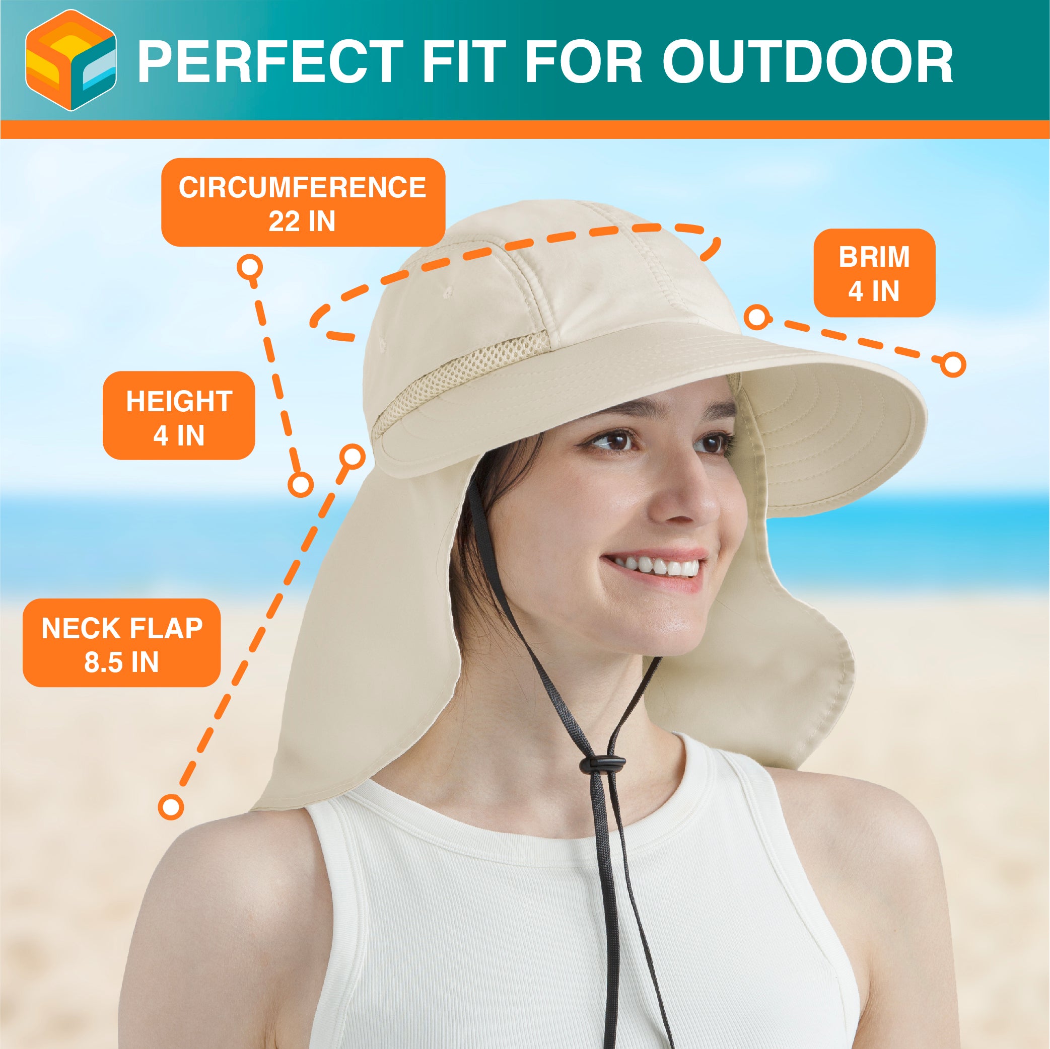 Womens Sun Hat with Neck Flap