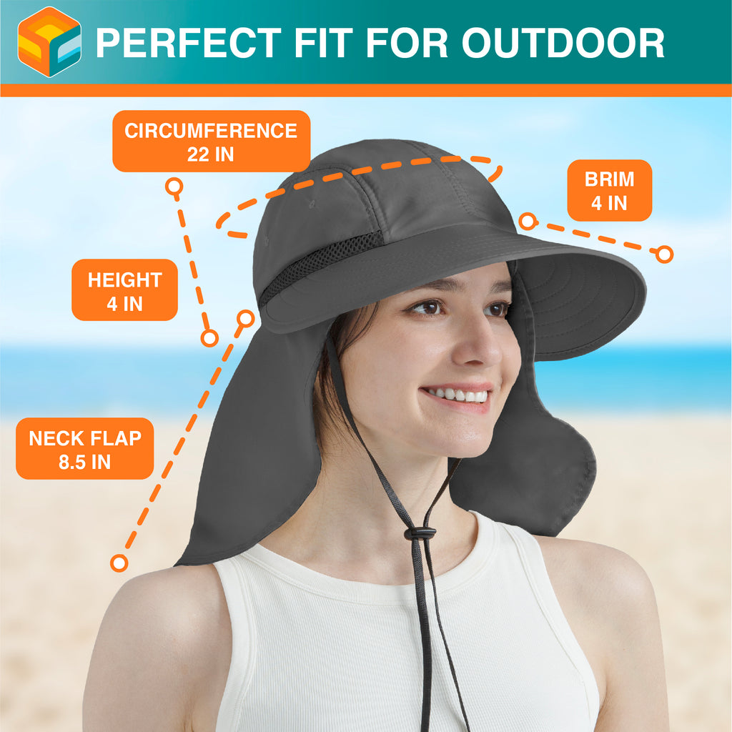 Womens Sun Hat with Neck Flap