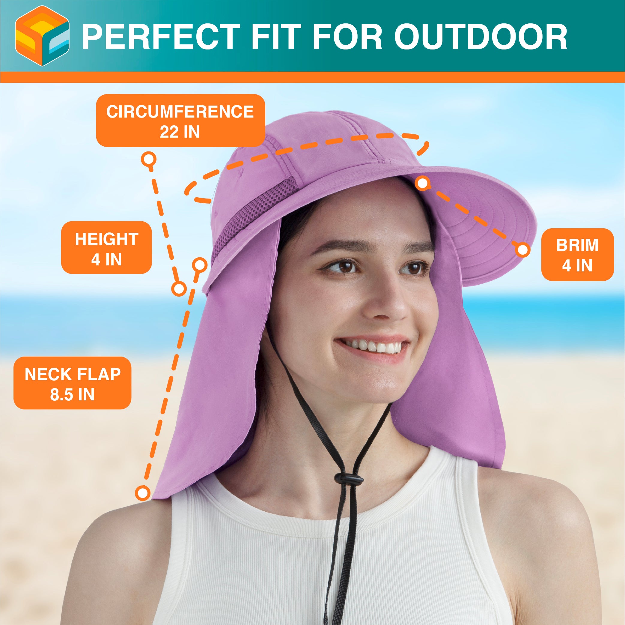 Womens Sun Hat with Neck Flap