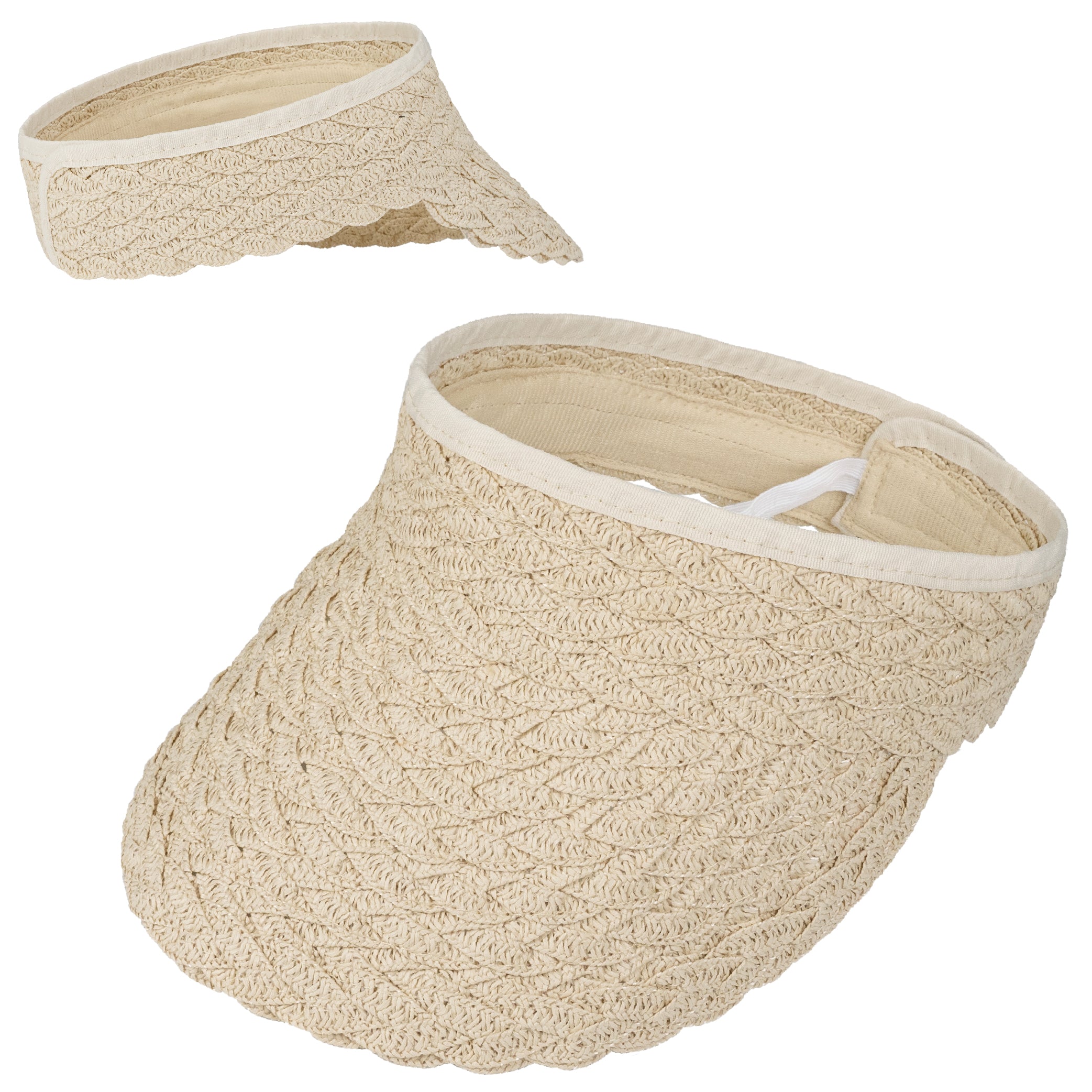 Womens Textured Straw Visor Hat