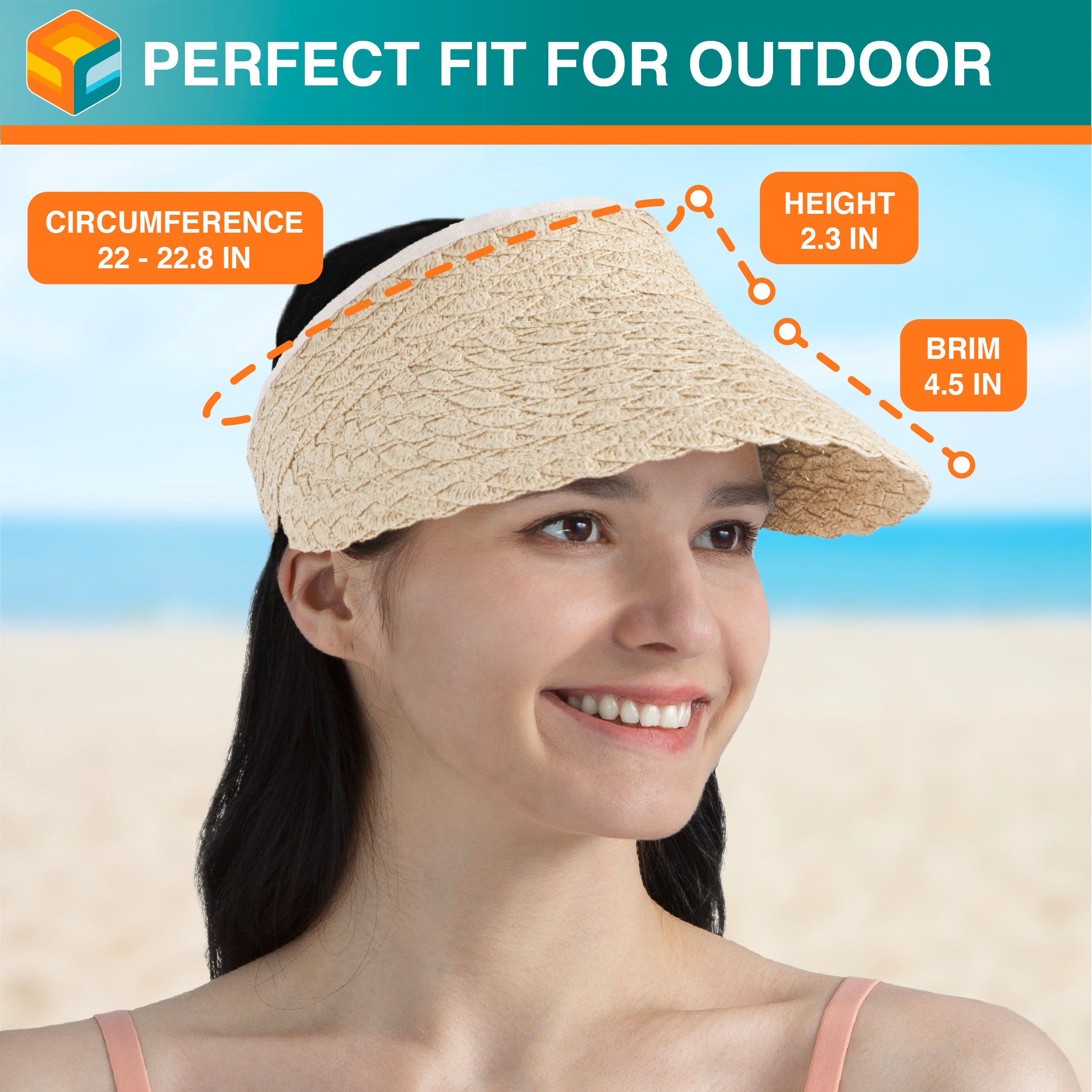Womens Textured Straw Visor Hat