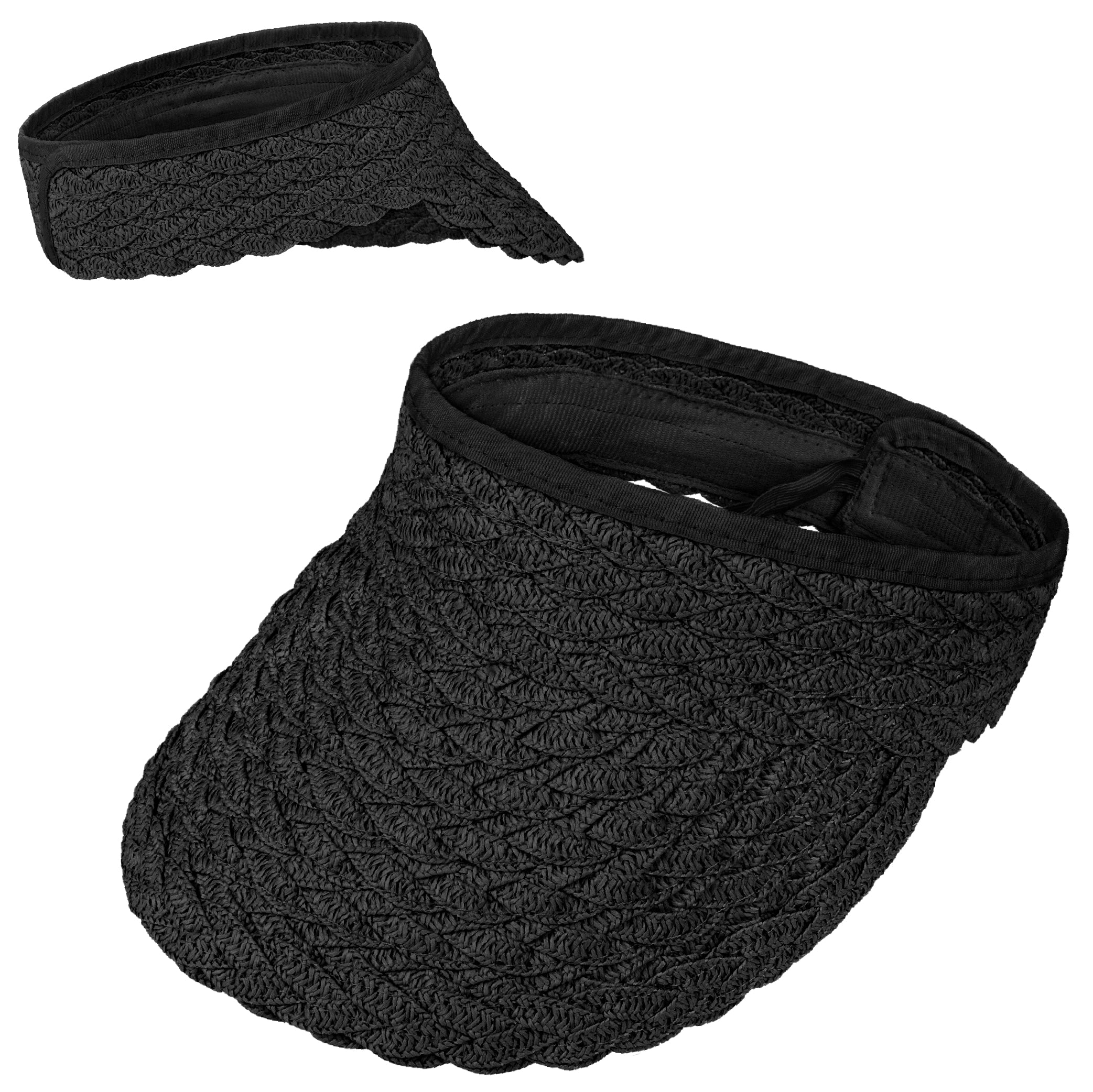 Womens Textured Straw Visor Hat