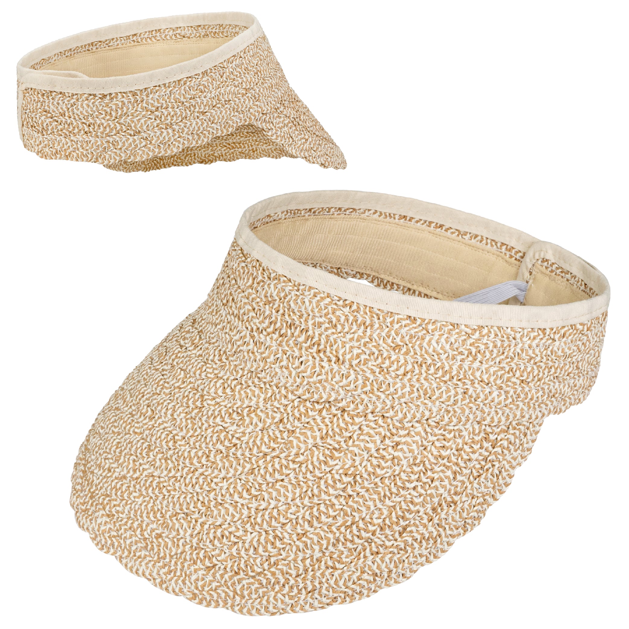 Womens Textured Straw Visor Hat