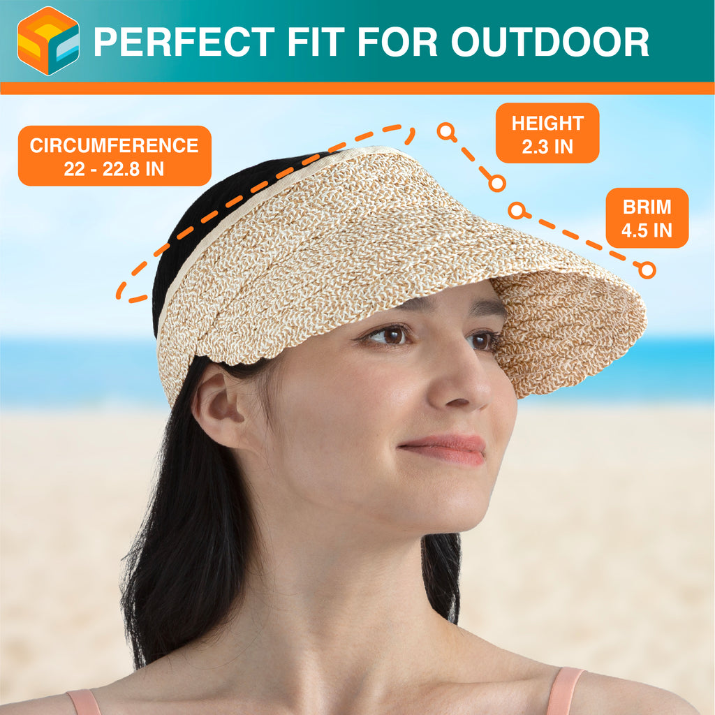 Womens Textured Straw Visor Hat