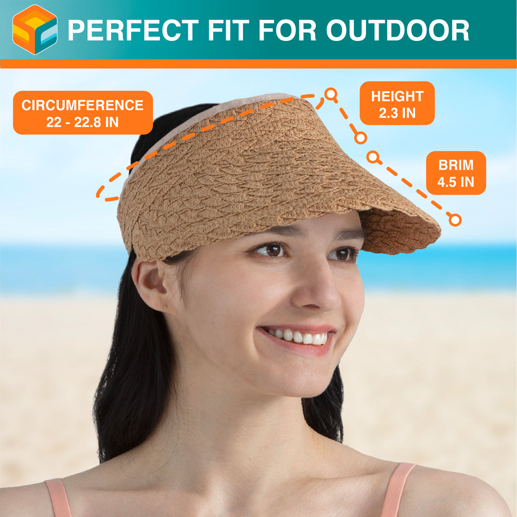 Womens Textured Straw Visor Hat