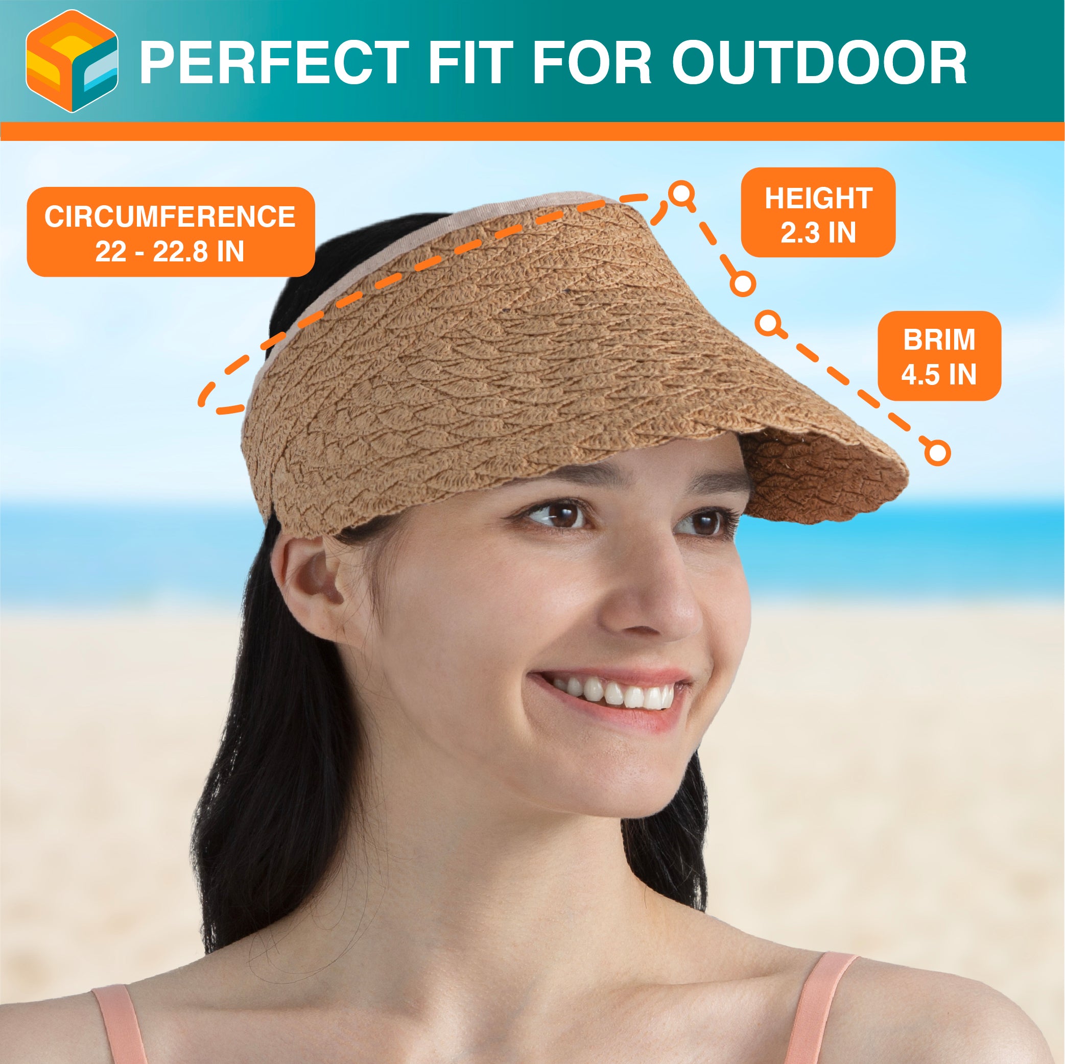 Womens Textured Straw Visor Hat