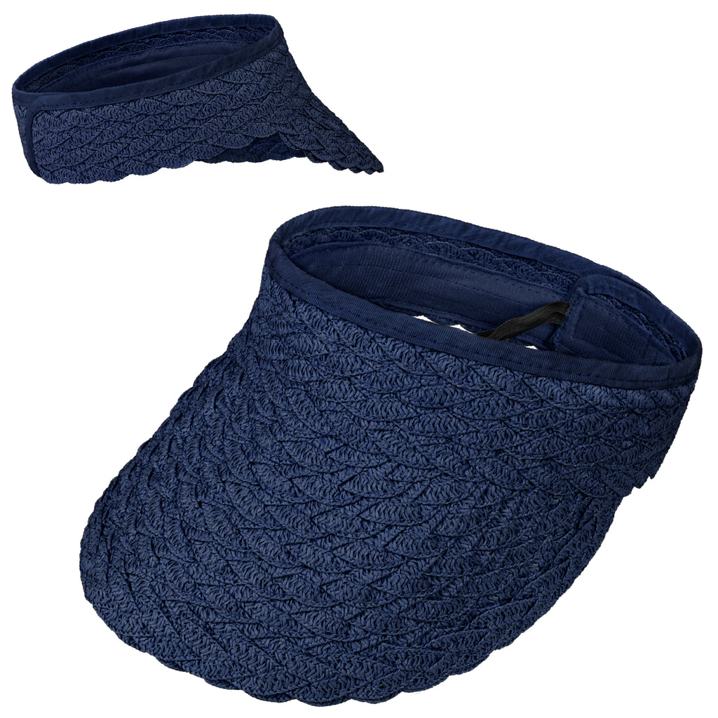 Womens Textured Straw Visor Hat