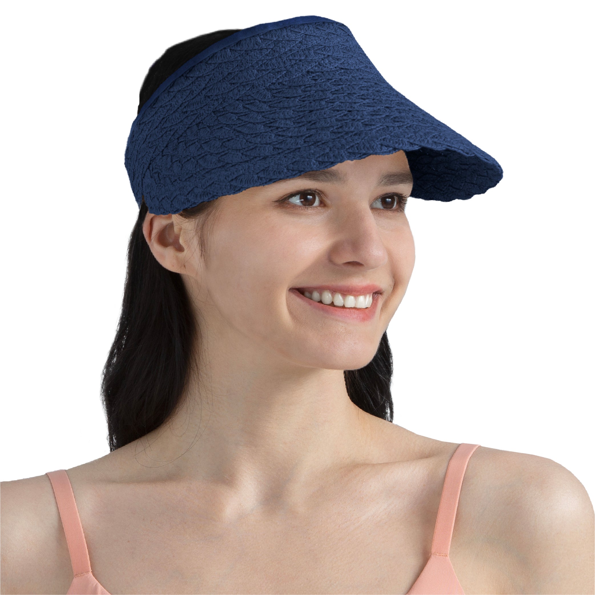 Womens Textured Straw Visor Hat