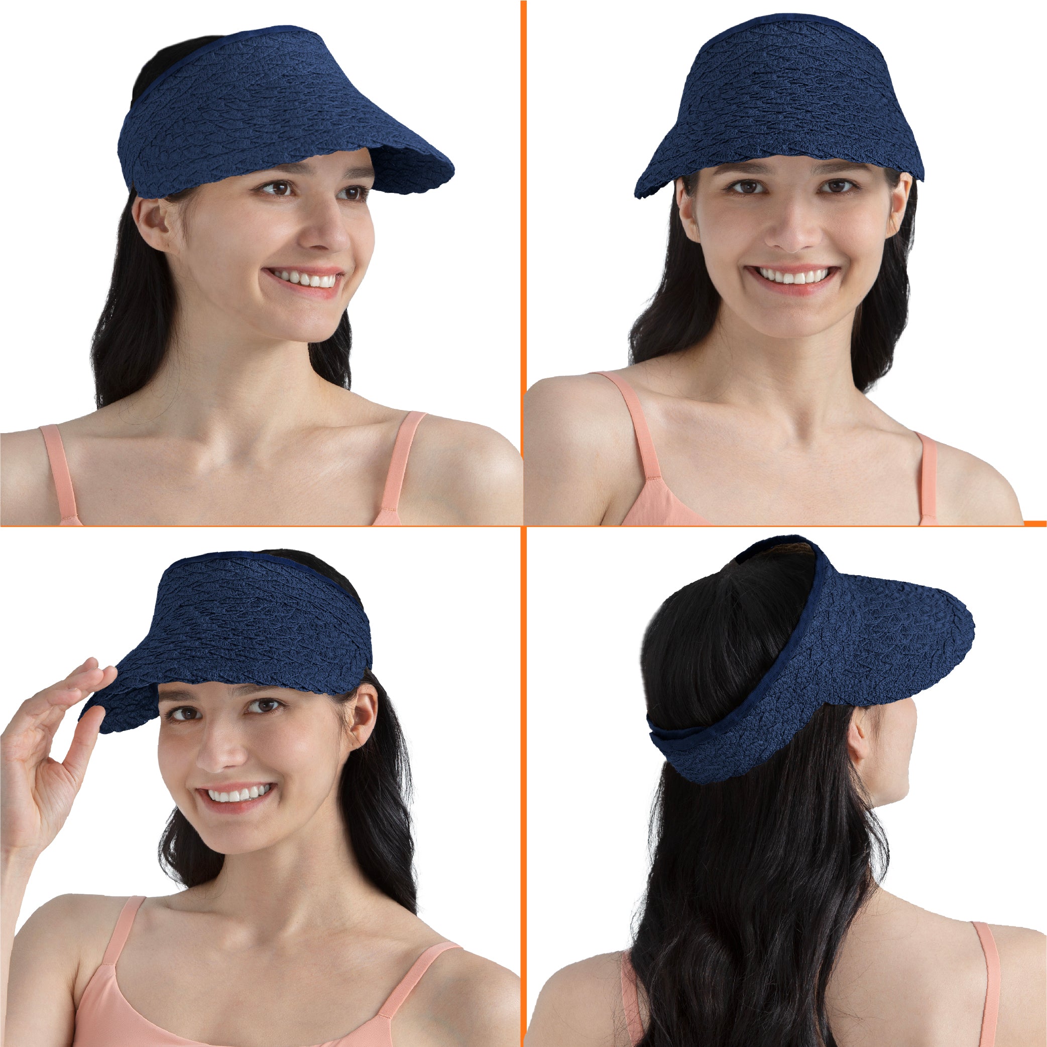 Womens Textured Straw Visor Hat