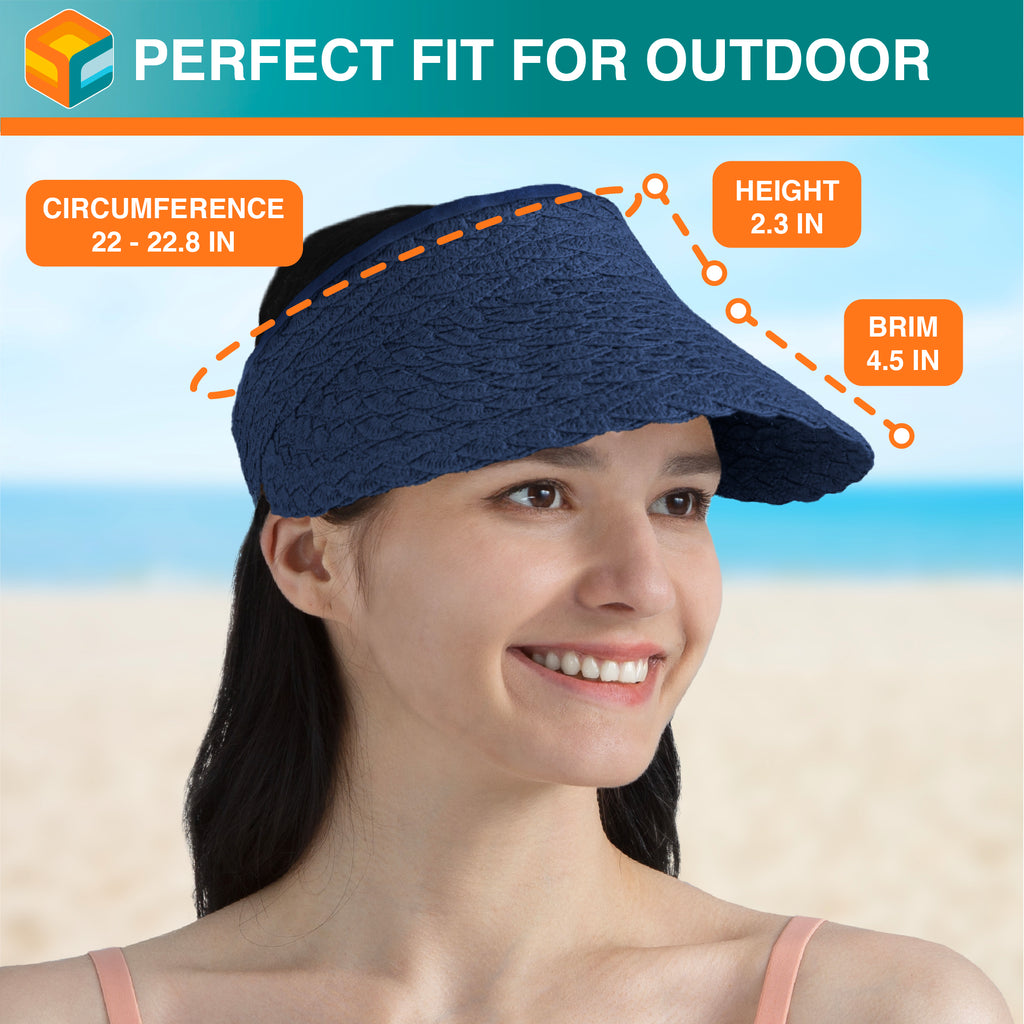 Womens Textured Straw Visor Hat