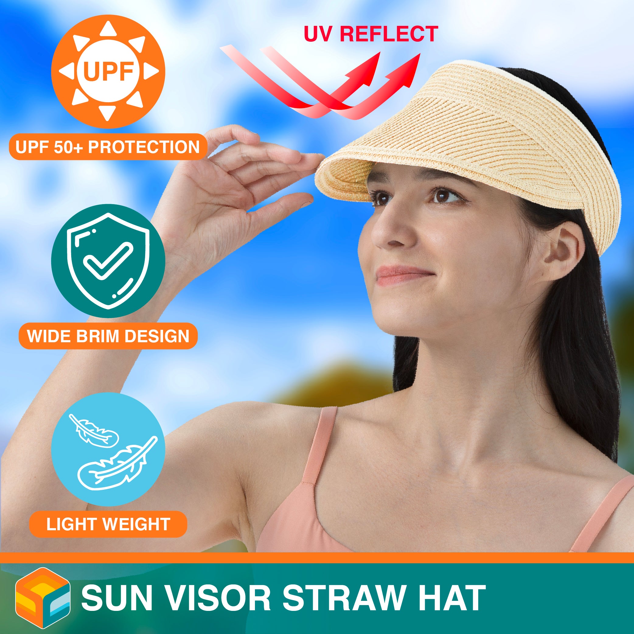 Womens Classic Straw Visor Hat