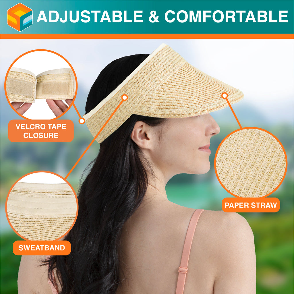 Womens Classic Straw Visor Hat