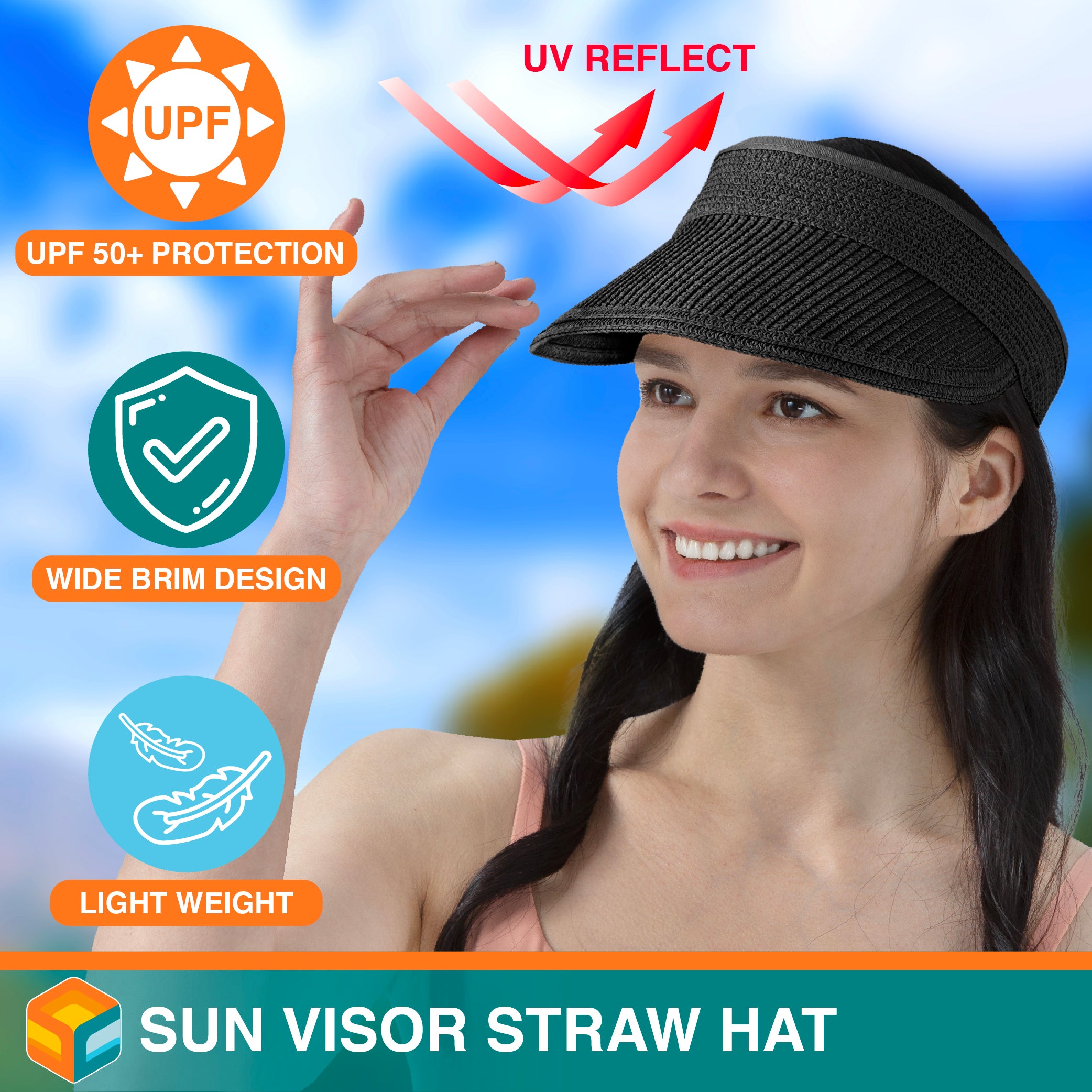 Womens Classic Straw Visor Hat